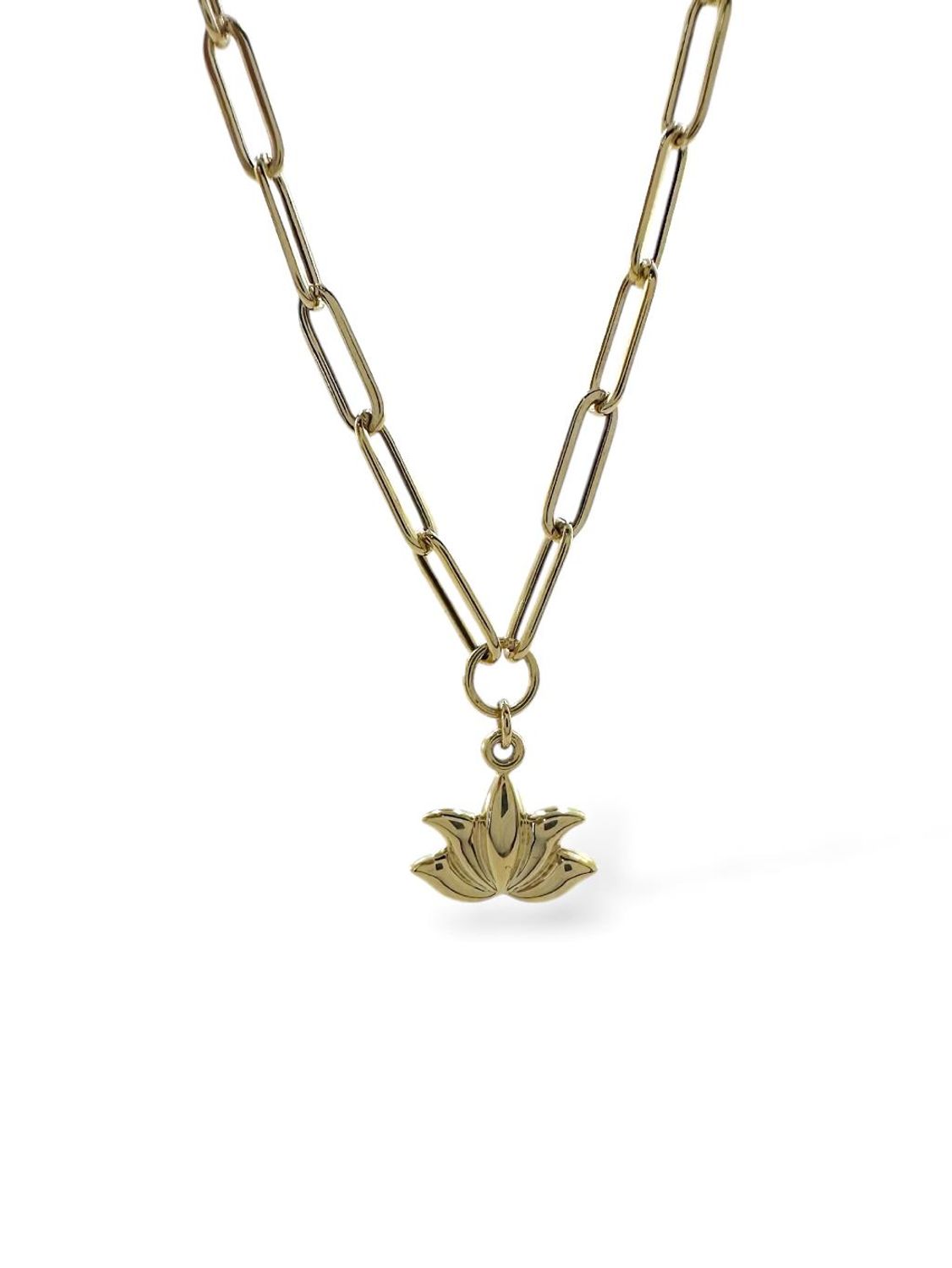 İtalyan Işıltılı Ataç Zincir Lotus Çiçeği Çok Şık Günlük Altın Kolye