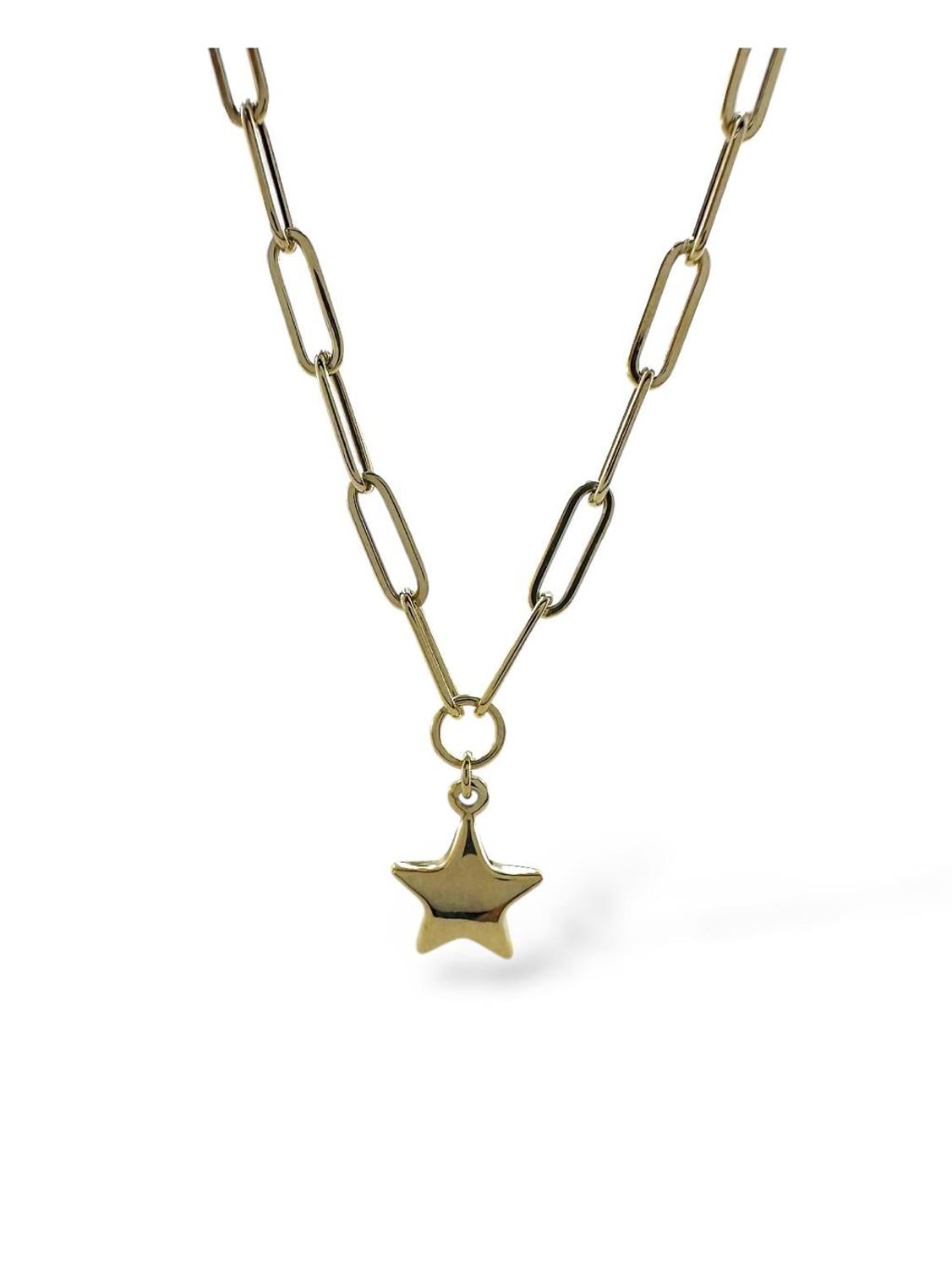 İtalyan Işıltılı Ataç Zincir Taşsız Yıldız Çok Şık Günlük Altın Kolye