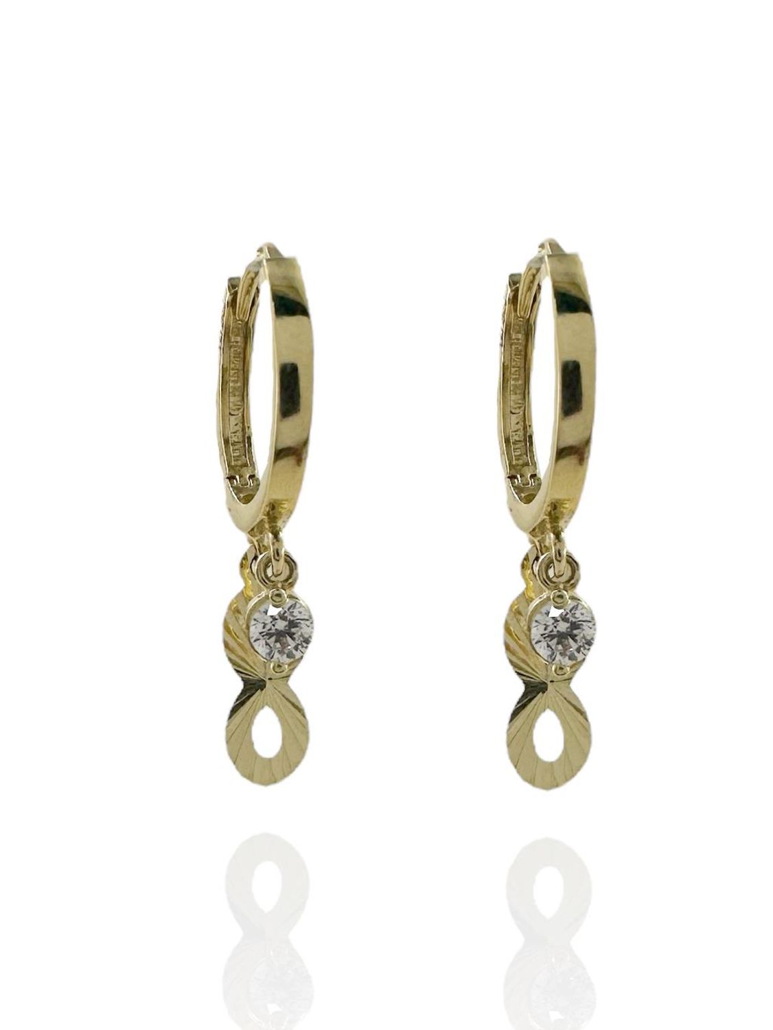 Sonsuzluk Tek taş Halka Sallantılı Günlük Altın Küpe