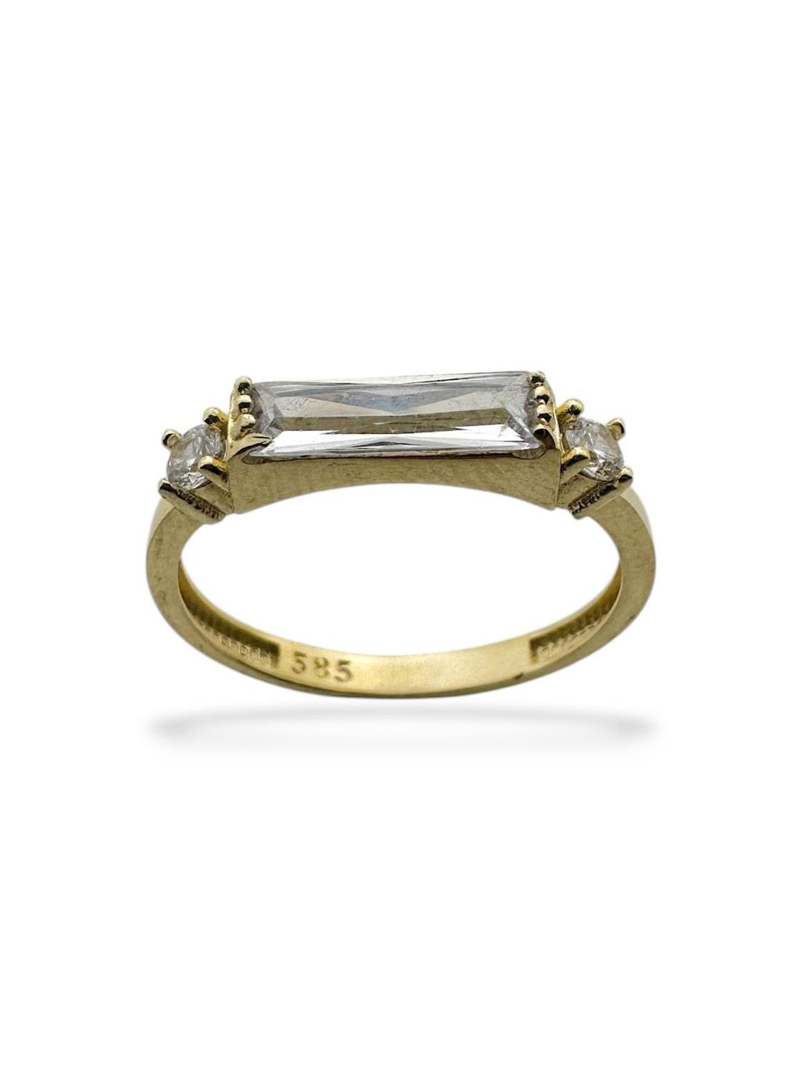 Tek Baget İtalyan Stil Zirkon Üst Kalite Altın Yüzük