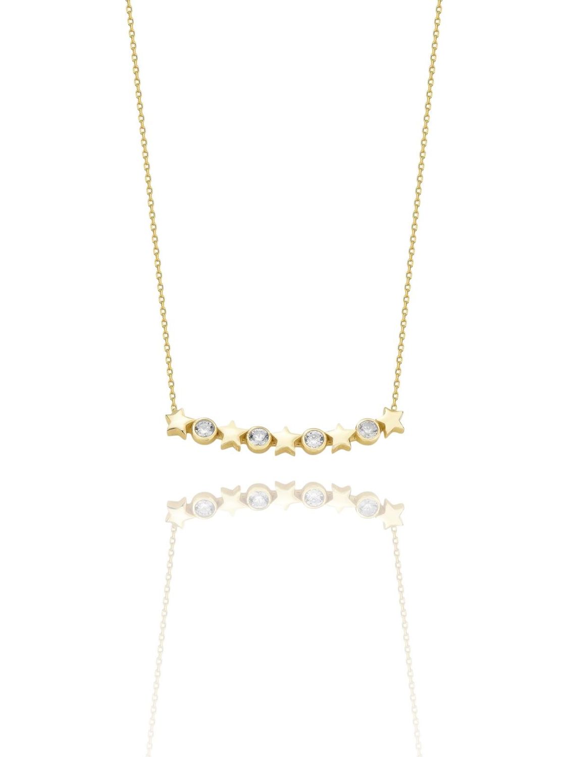 Beş Yıldız Özel Tasarım Çok Şık 14 Ayar Altın Kolye