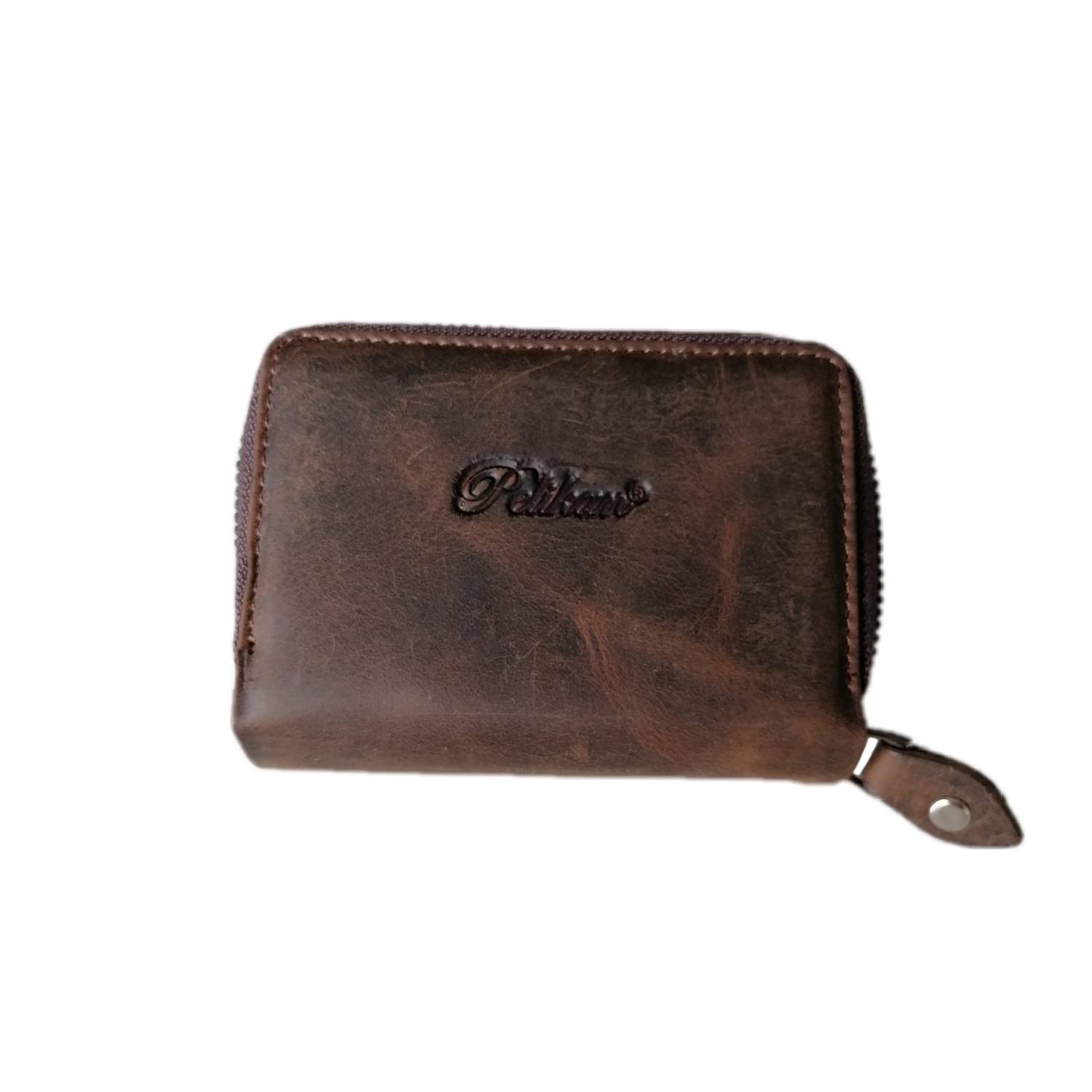 PEL-AT01-1G PELİKAN DERİ GREYZİ AKORDİON KARTLIK (BROWN)