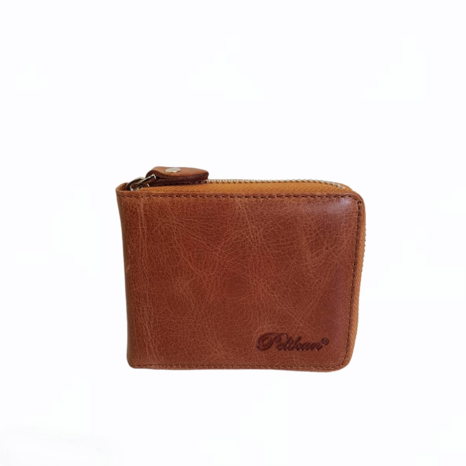 Грейзовий шкіряний гаманець PELIKAN з застібкою-трактором, колір таба, ідеальний для зберігання карток та грошей