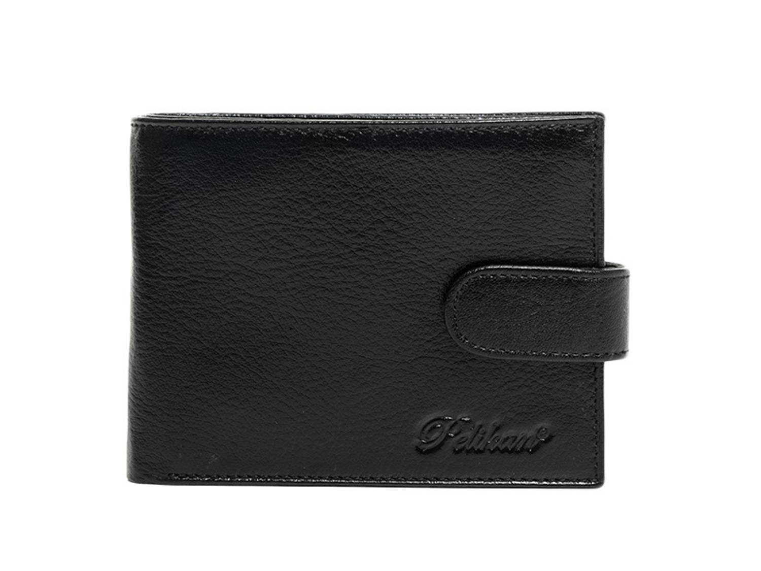 Кошелек PEL-AT109P PELİKAN с застежкой на молнии, 100% натуральная кожа, черный, оригинальное турецкое производство, 3 отдела для карт, 2 отделения для банкнот