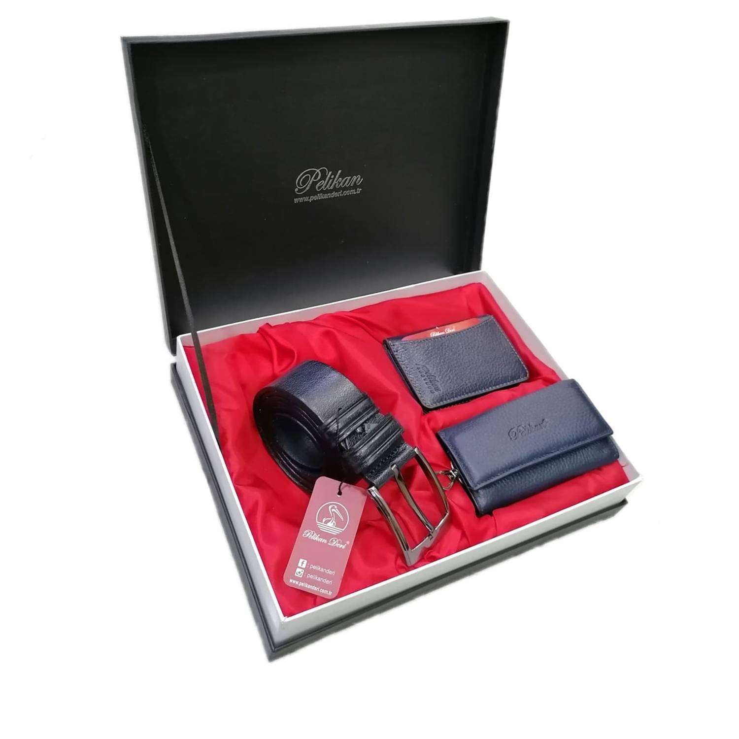 PELIKAN LEATHER SET OF 3 DARK BLUE COLOR