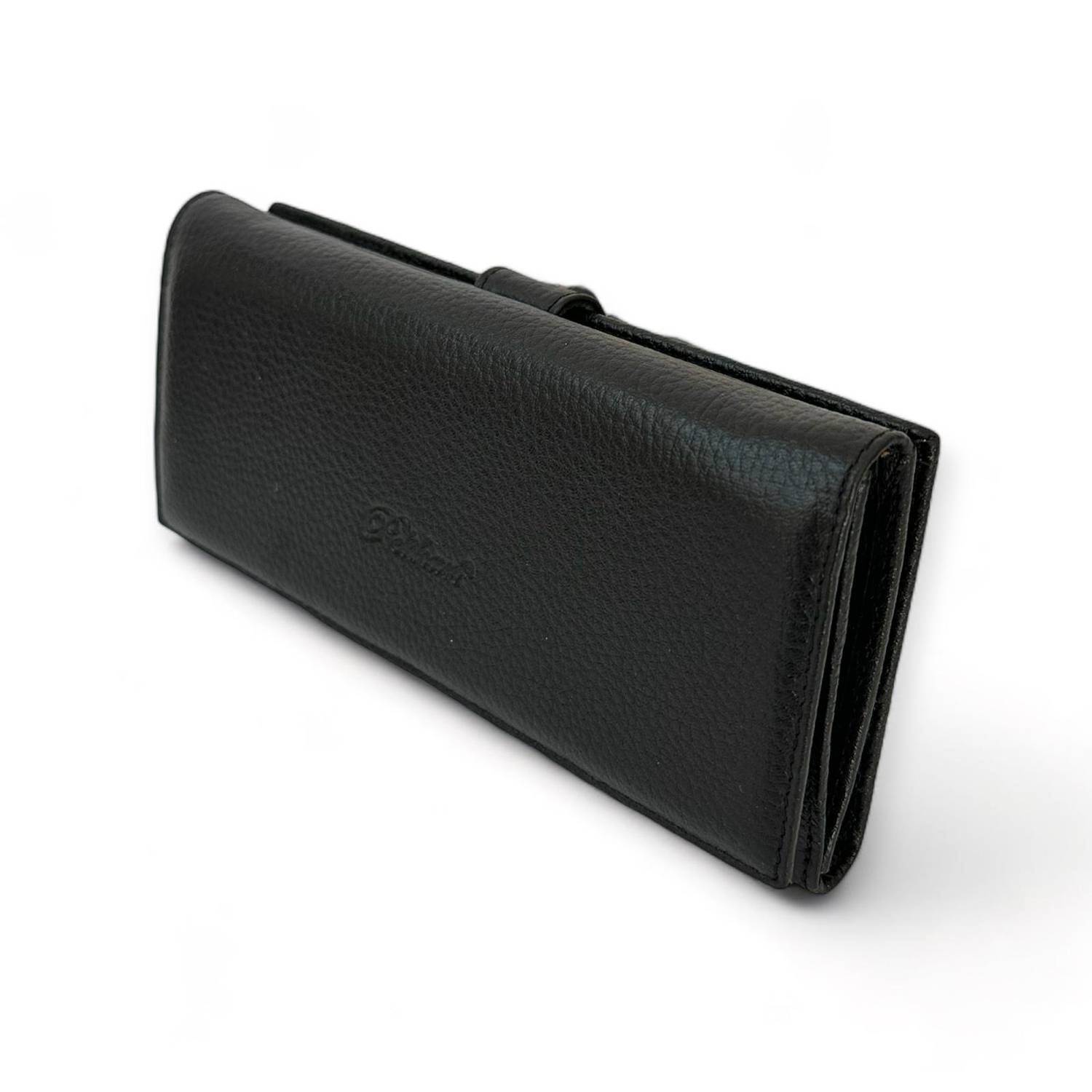 Женский бумажник PEL-AT464 из 100% натуральной кожи, черный, 19х9.5х2.5 см, 15 отделений для карт, 2 отделения для купюр, гарантия качества.