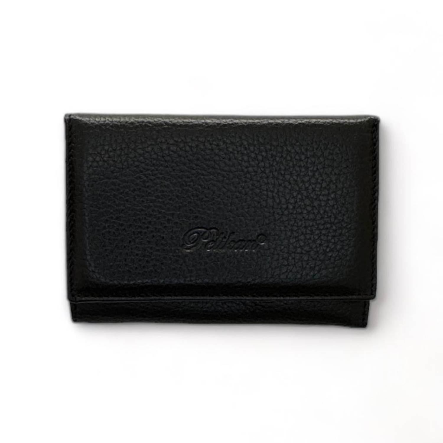 Женский кожаный кошелек PEL-ATC10 PELIKAN (черный), 100% натуральная кожа, 8 отсеков для карт, 5 скрытых карманов, двухсекционный карман для бумажных денег