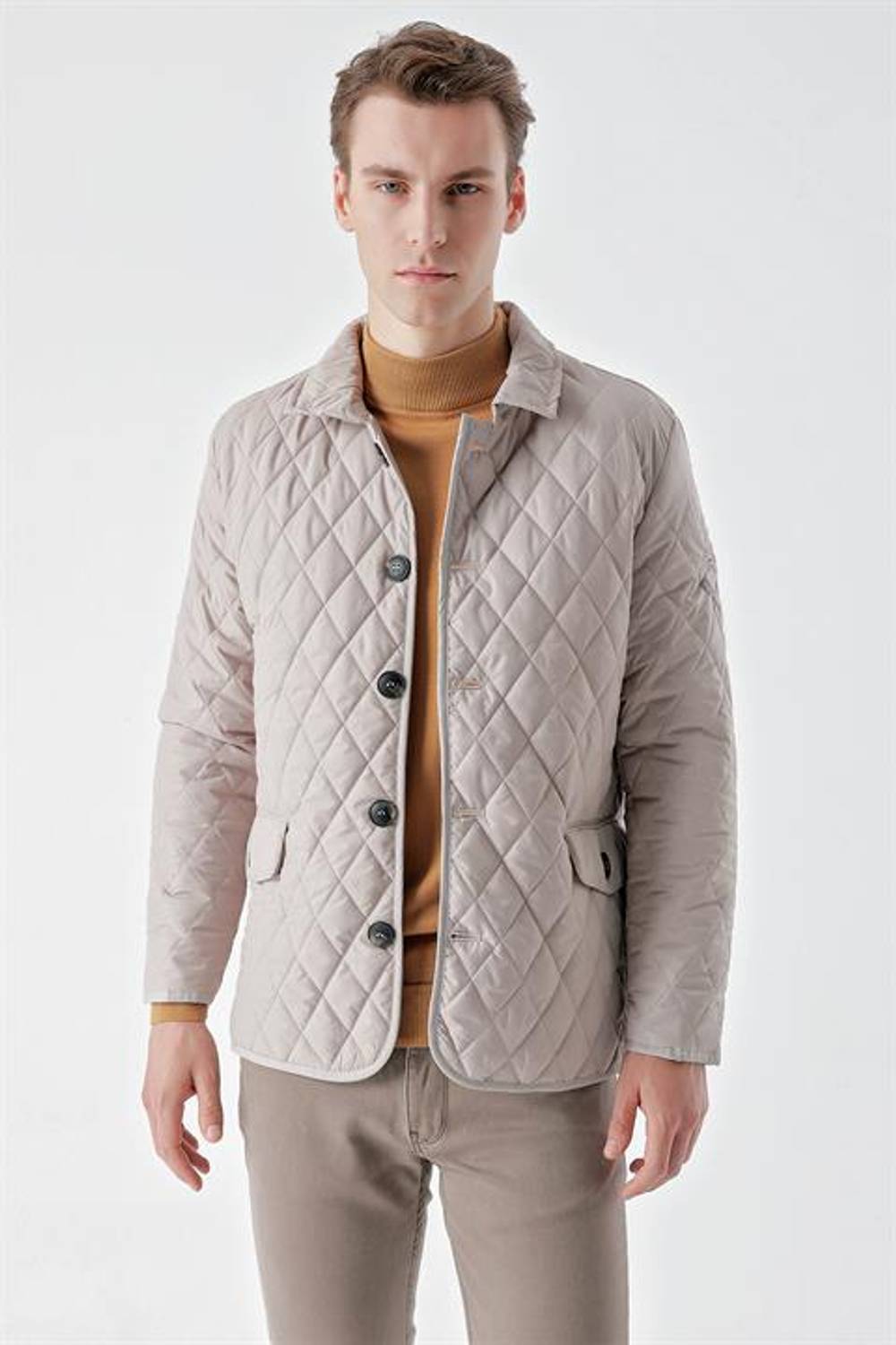 Чоловіче стьобане пальто з берберським коміром із кам’яним ґудзиком Morven Dynamic Fit, комфортного крою
