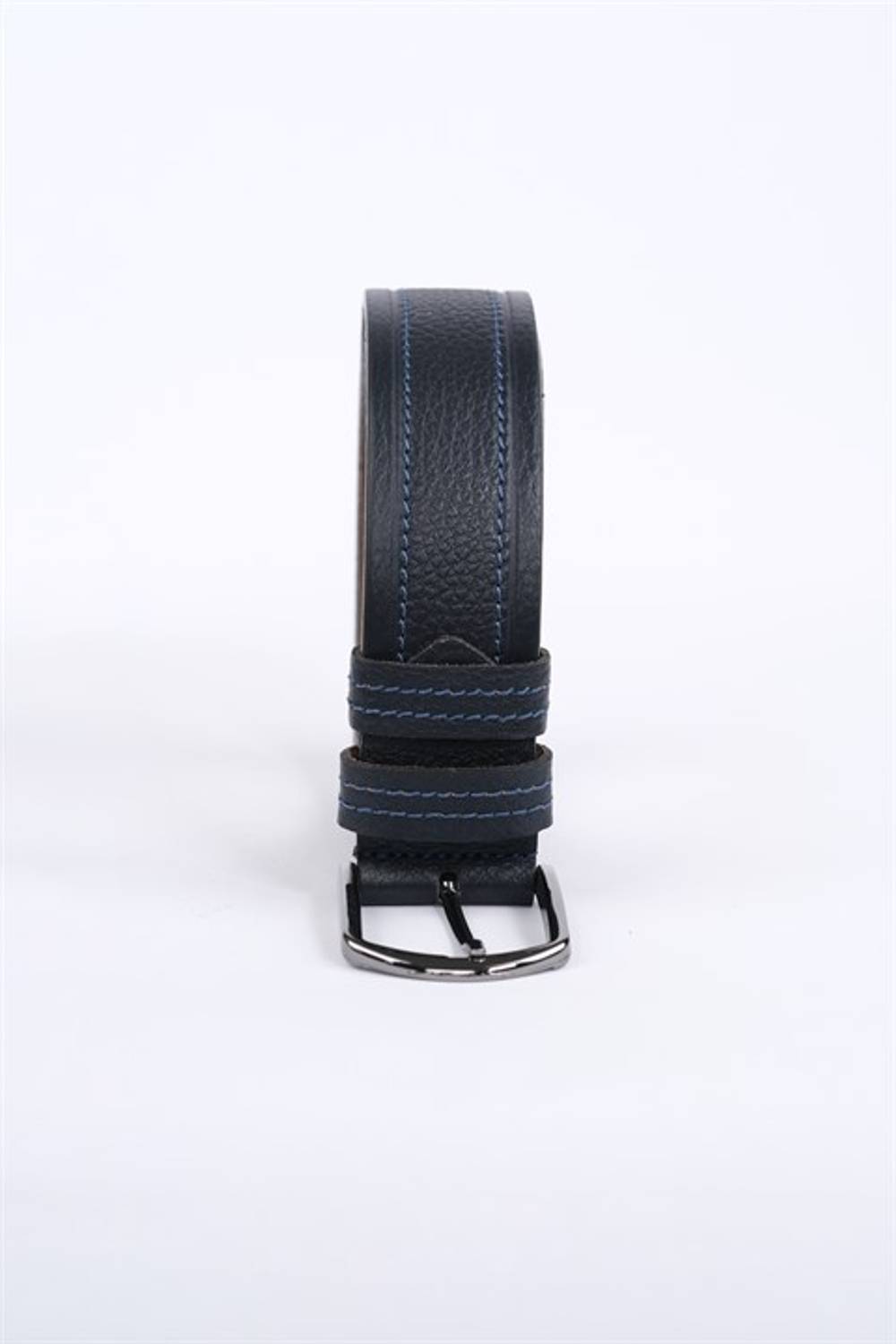  Morven Men's Navy Blue Casual Mid-Stitched Belt