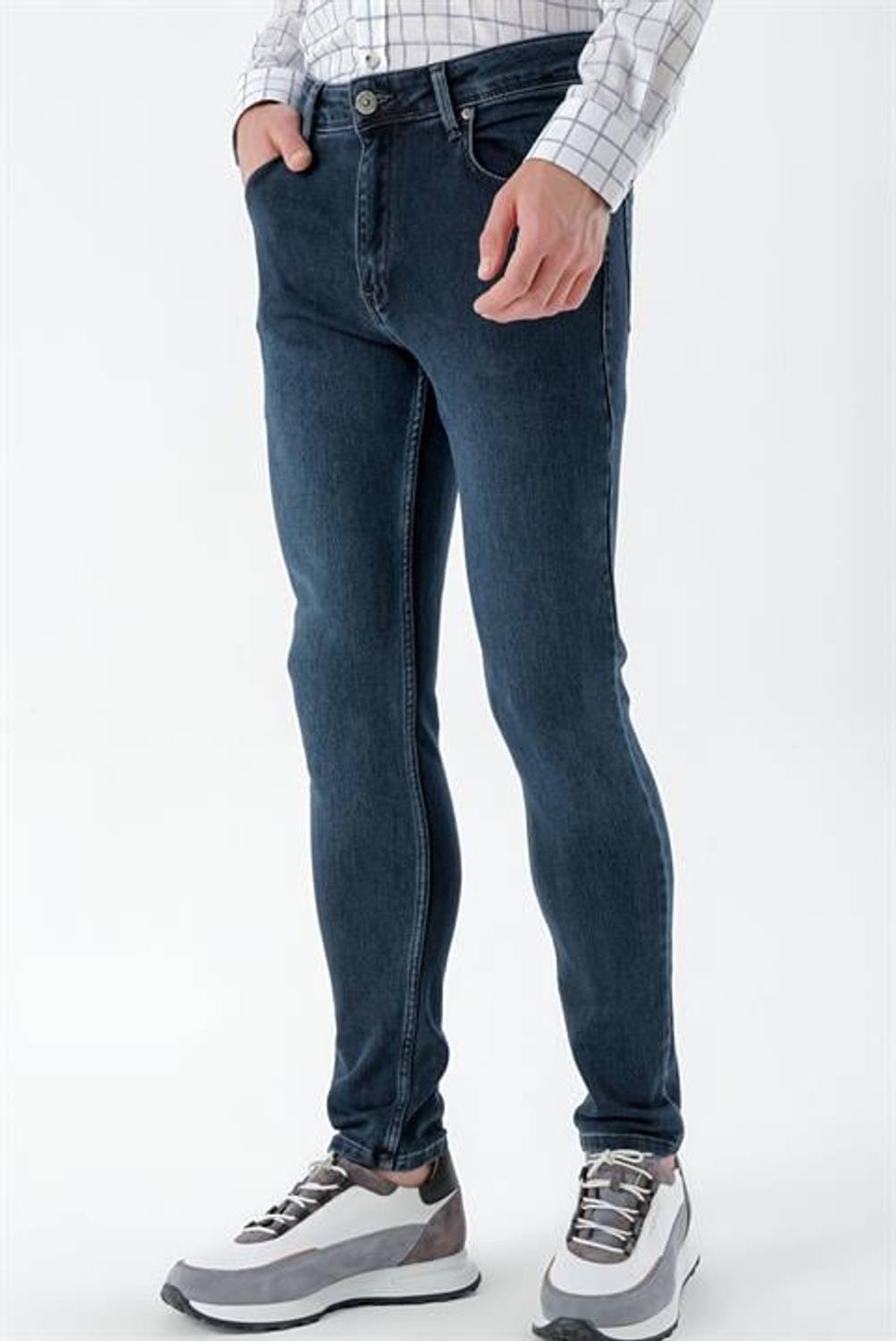 Morven Men's Navy Blue Denim Slim Fit Jeans Trousers