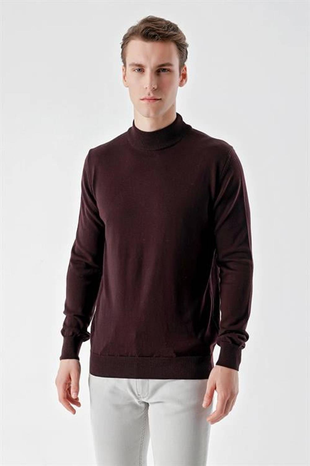 Morven Erkek Mor Basic Yarım Balıkçı Yaka Dynamic Fit Rahat Kesim Triko