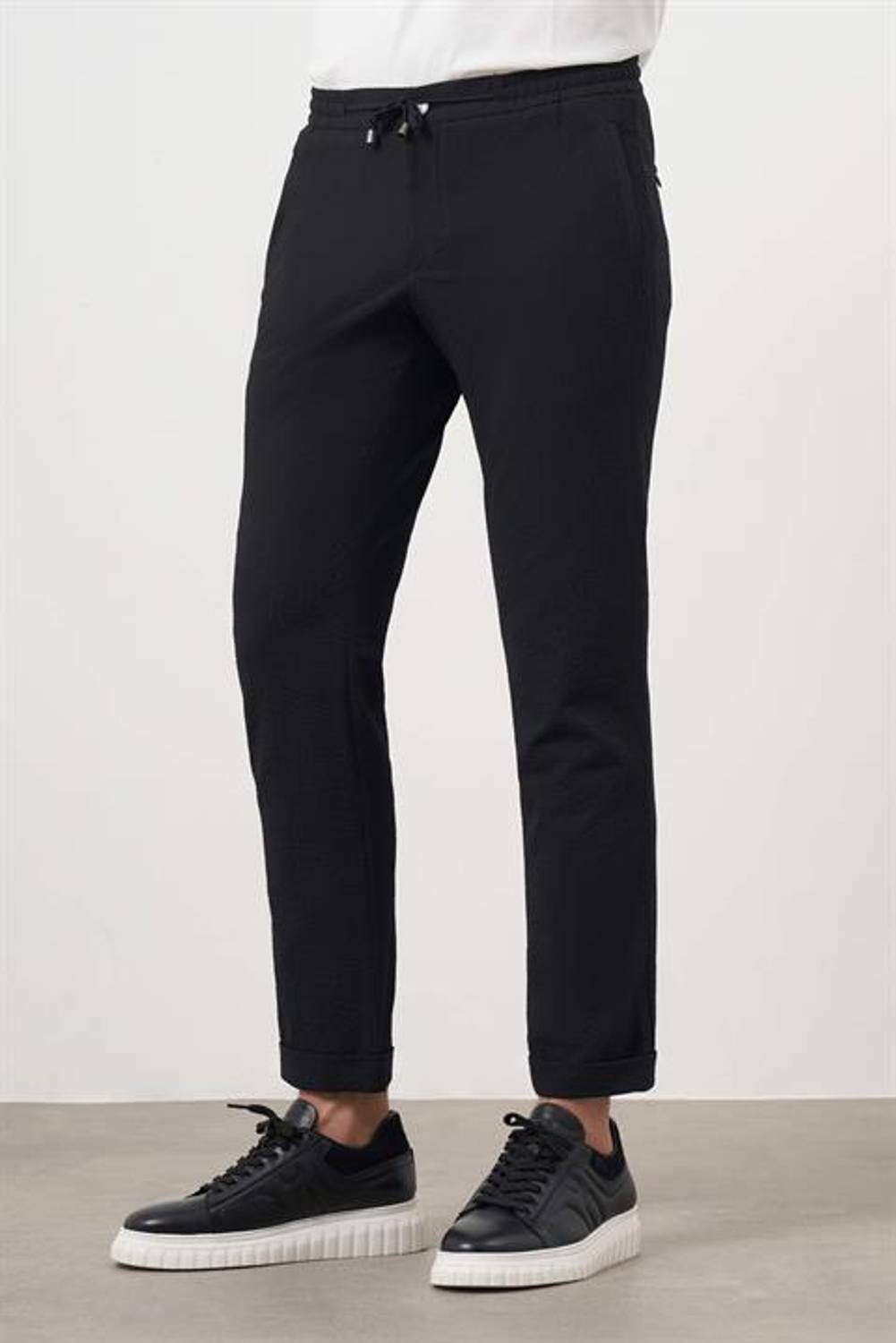 Morven Erkek Siyah Polyester İpli Jogger Slim Fit Pantolon