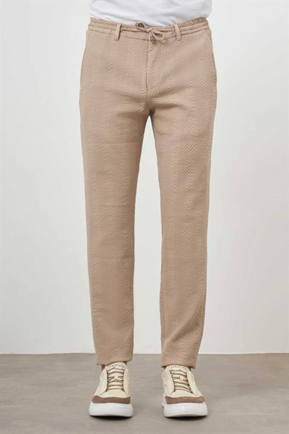 Morven Erkek Bej Poliviskon Trend İpli Jogger Slim Fit Spor Pantolon
