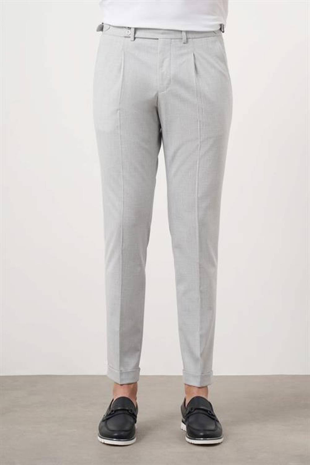 Morven Erkek Gri Poliviskon Trend Pileli Slim Fit Spor Pantolon