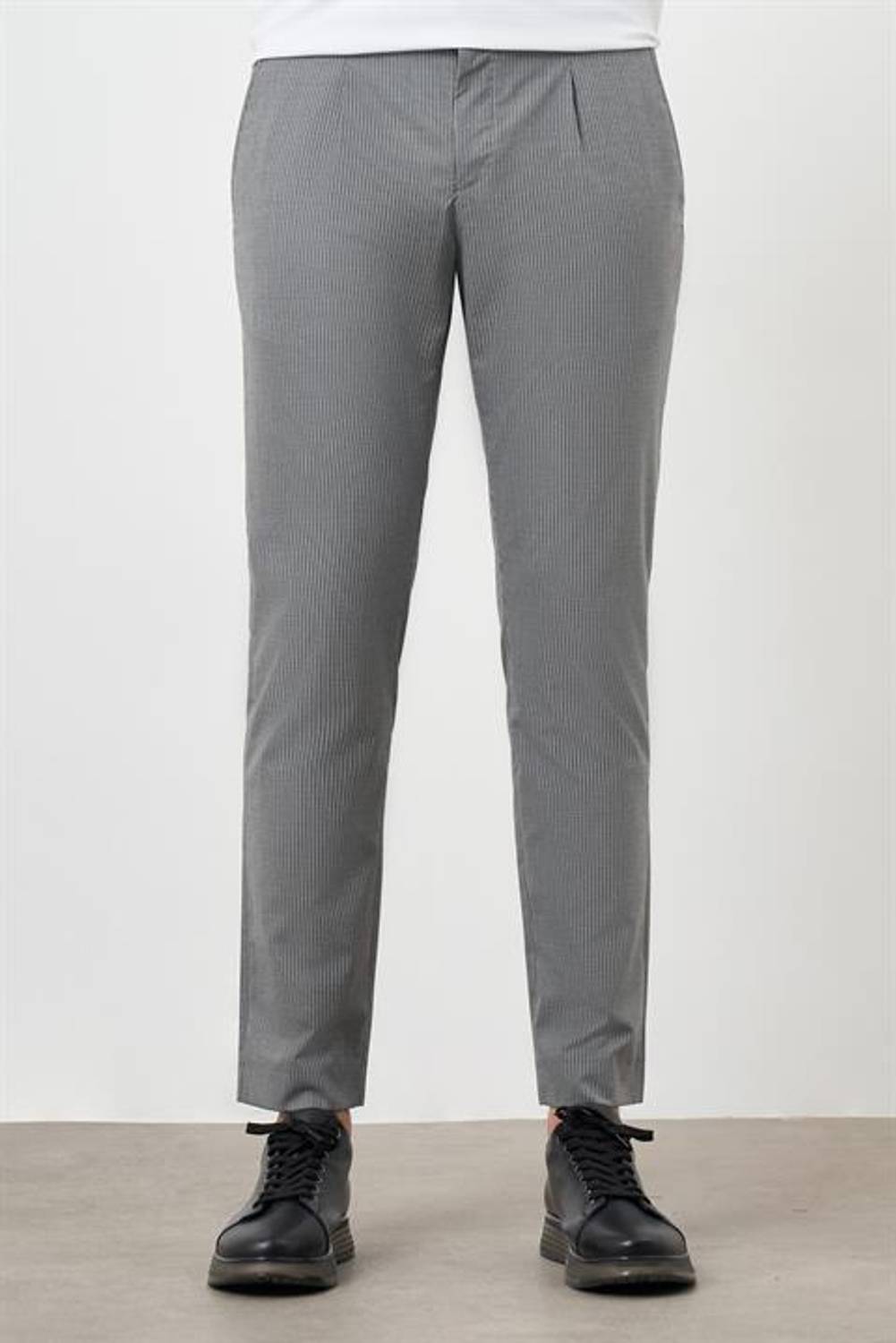 Morven Erkek Füme Poliviskon Trend Pileli Slim Fit Spor Pantolon