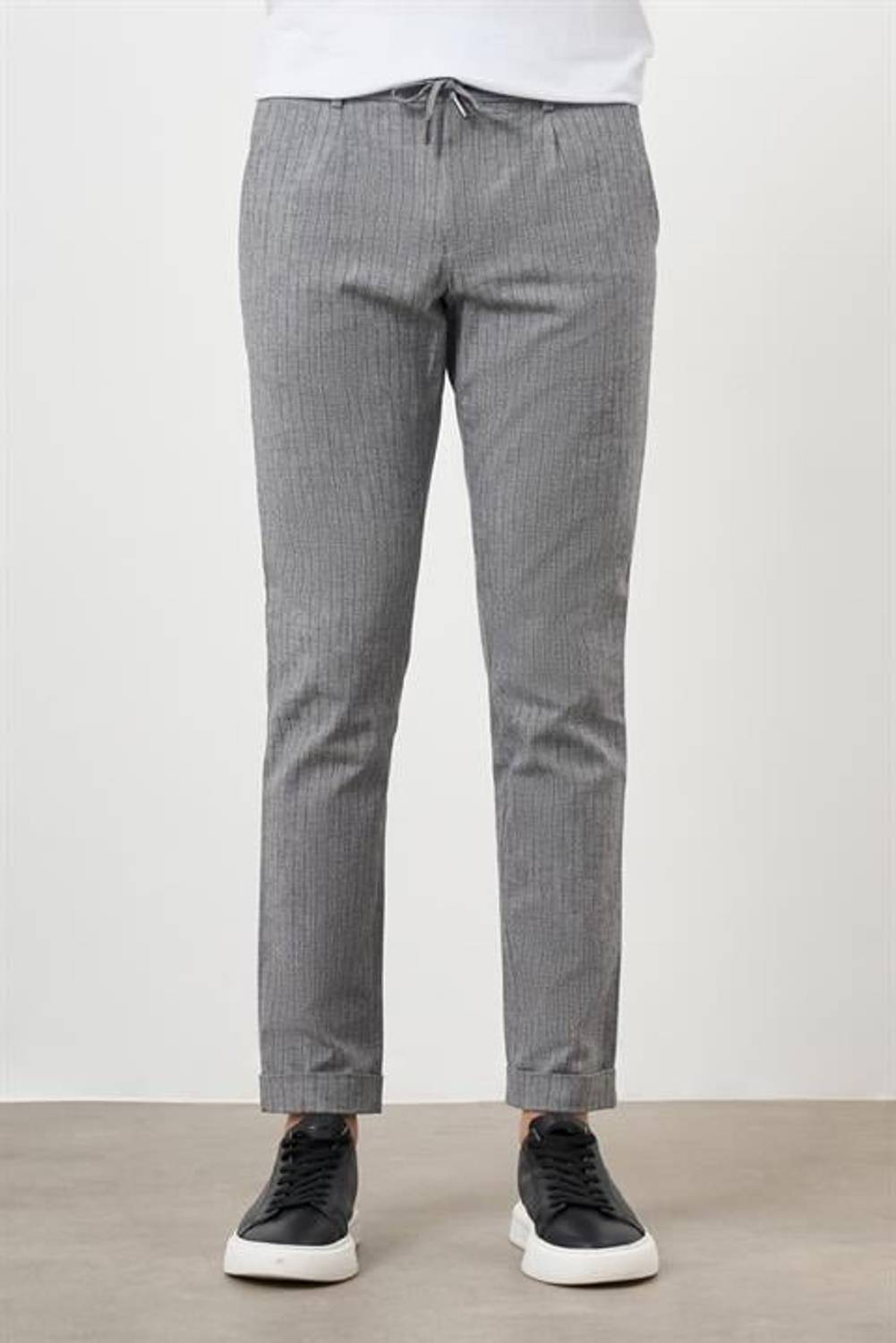 Morven Erkek Siyah Pamuk Keten Trend İpli Jogger Slim Fit Spor Pantolon