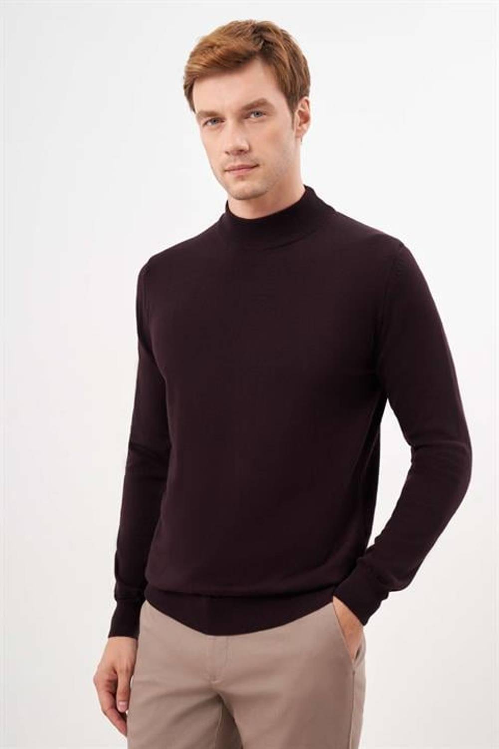 Morven Erkek Mor Basic Yarım Balıkçı Yaka Dynamic Fit Rahat Kesim Triko