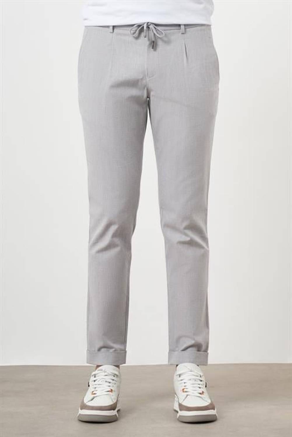 Morven Erkek Gri Pamuk Keten Trend İpli Jogger Slim Fit Spor Pantolon