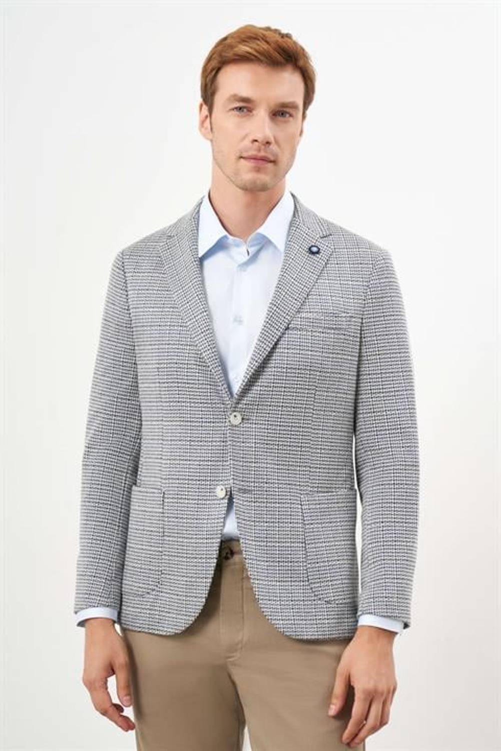 Morven Erkek Taş Örme Slim Fit Torba Cep Mono Yaka Spor Ceket