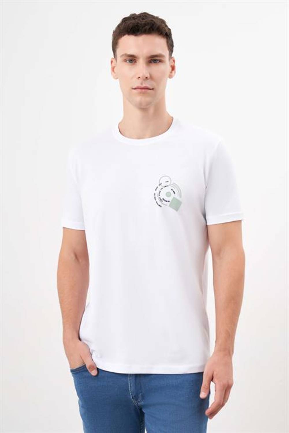 Morven Men's White Trend Dynamic Fit Printed Crew Neck T-Shirt 100% Cotton Short Sleeve Available in Multiple Sizes