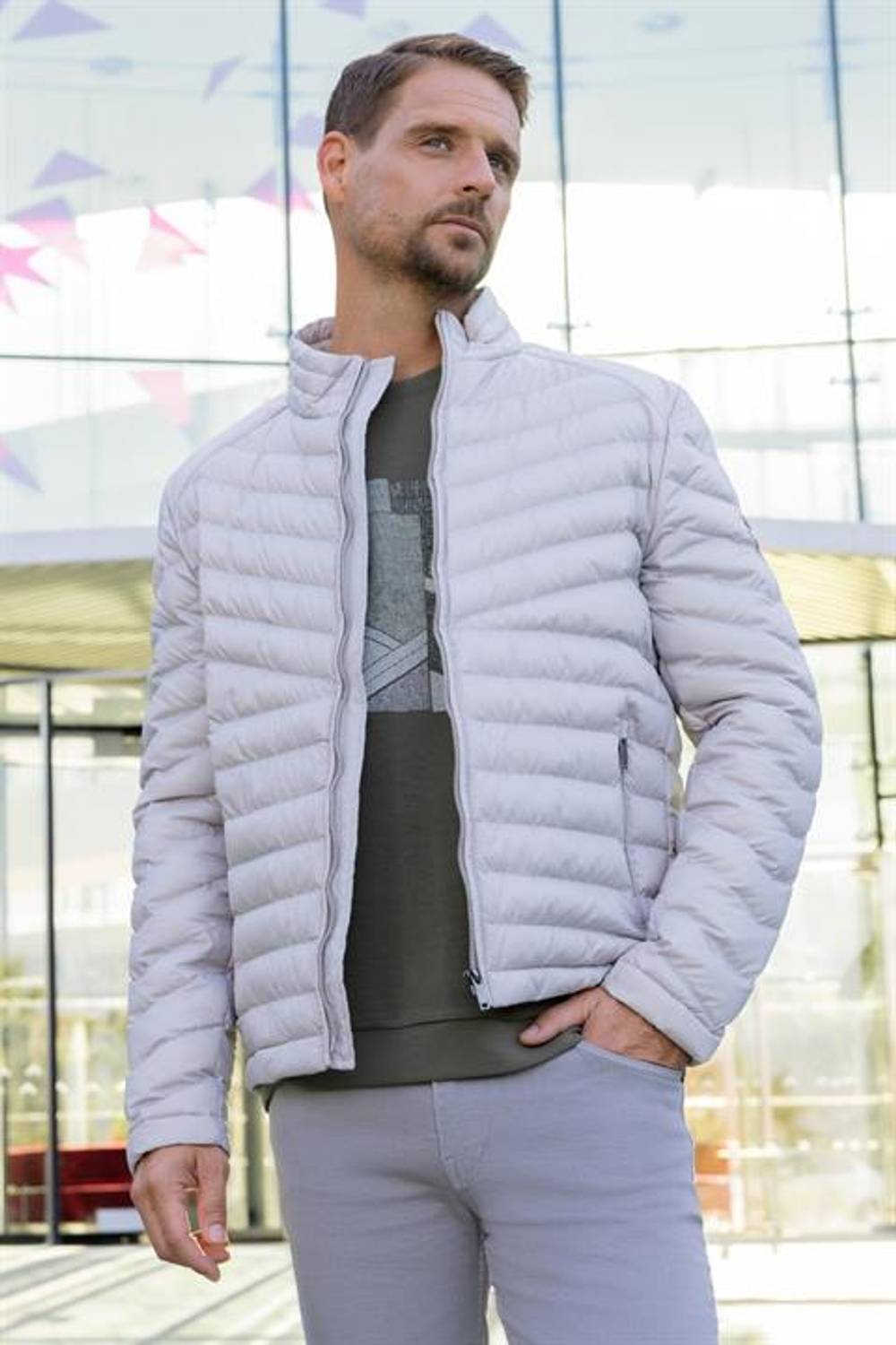 Morven Erkek Beyaz Su İtici Rüzgar Geçirmez Dynamic Fit Rahat Kesim Şişme Mont