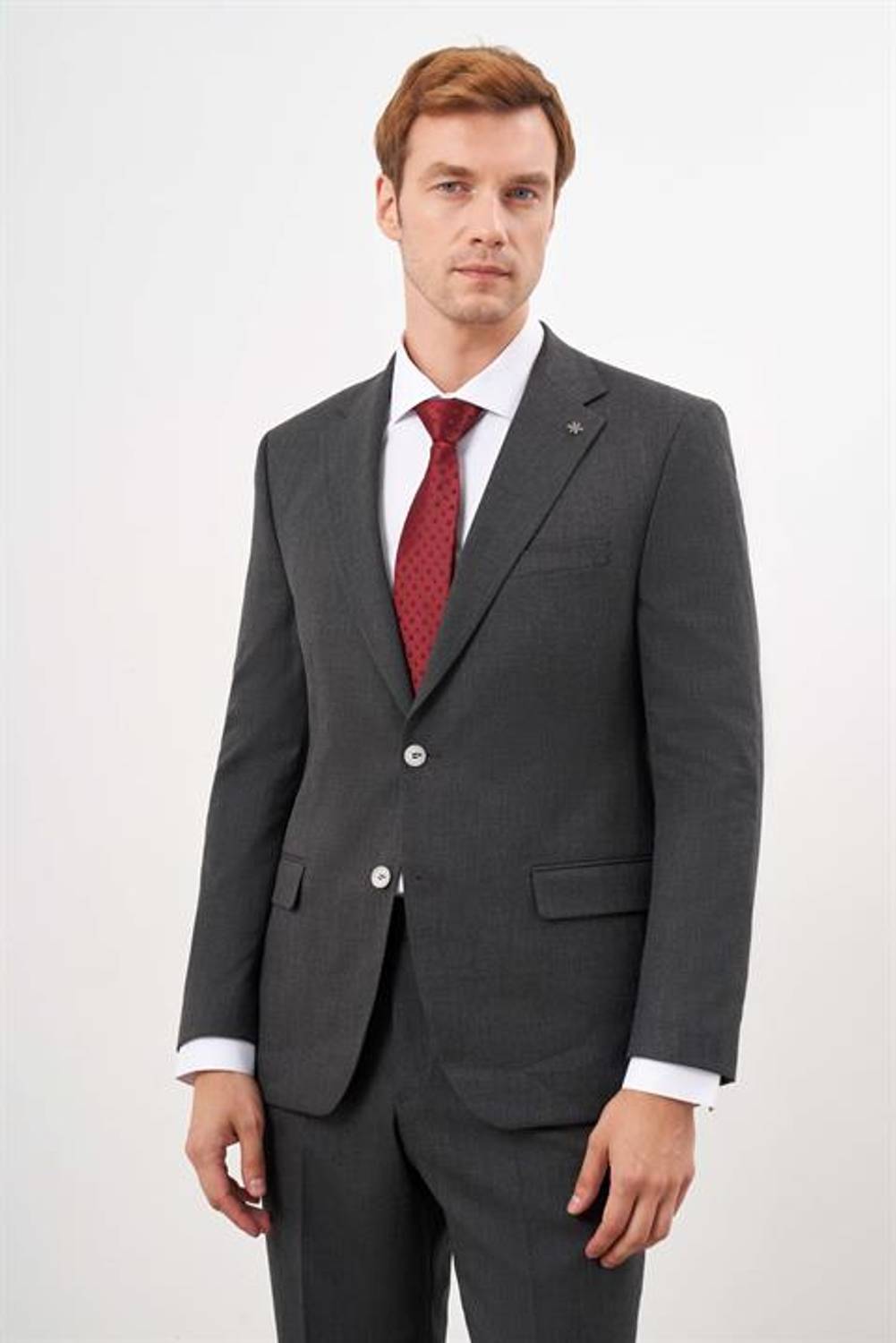 Morven Erkek Siyah Poliviskon Trend Ekoseli Dynamic Fit Mono Yaka Takım Elbise