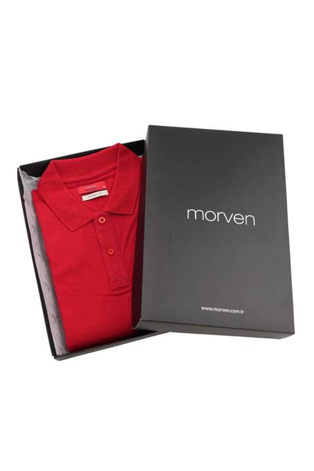 تيشيرت بولو ياقه للرجال قصير الأكمام بلون أحمر مصنوع 100% من القطن، تصميم مريح مع علبة هدايا