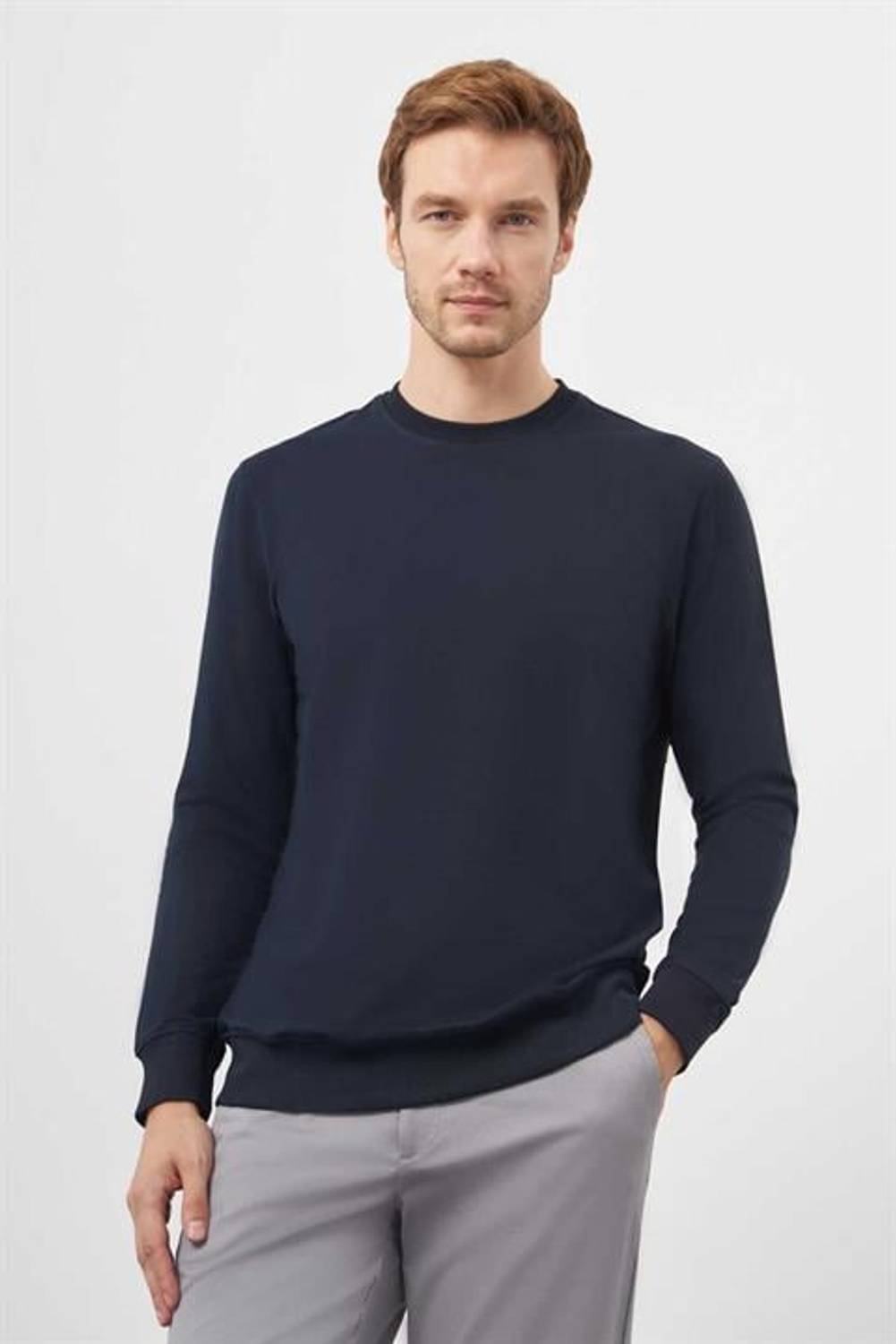 Morven Erkek Lacivert Bisiklet Yaka Dynamic Fit Rahat Kesim Sweatshirt