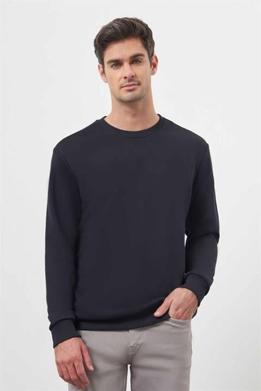 Morven Erkek Lacivert Basic Bisiklet Yaka Sweat-Shirt