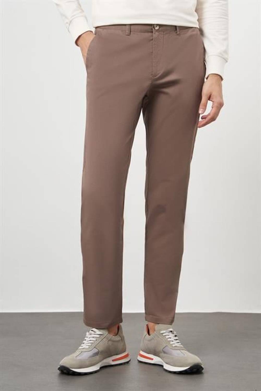 Мужские брюки чинос Morven, коричневые, из 98% хлопка и 2% лайкры, slim fit, с боковыми карманами, модель 44