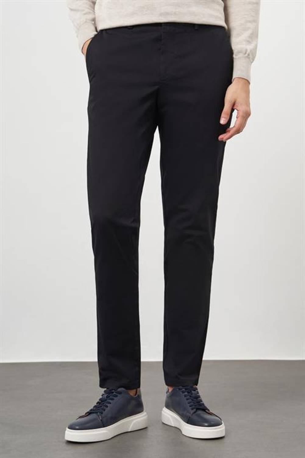 Morven Erkek Siyah Pamuk Yan Cep Slim Fit Chino Pantolon