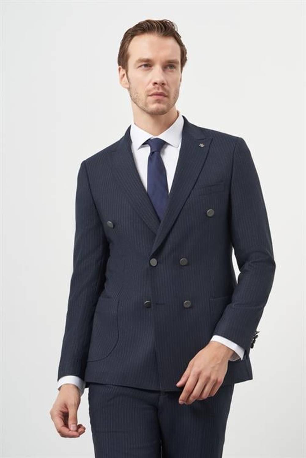 Morven Erkek Lacivert Kruvaze Takım Elbise