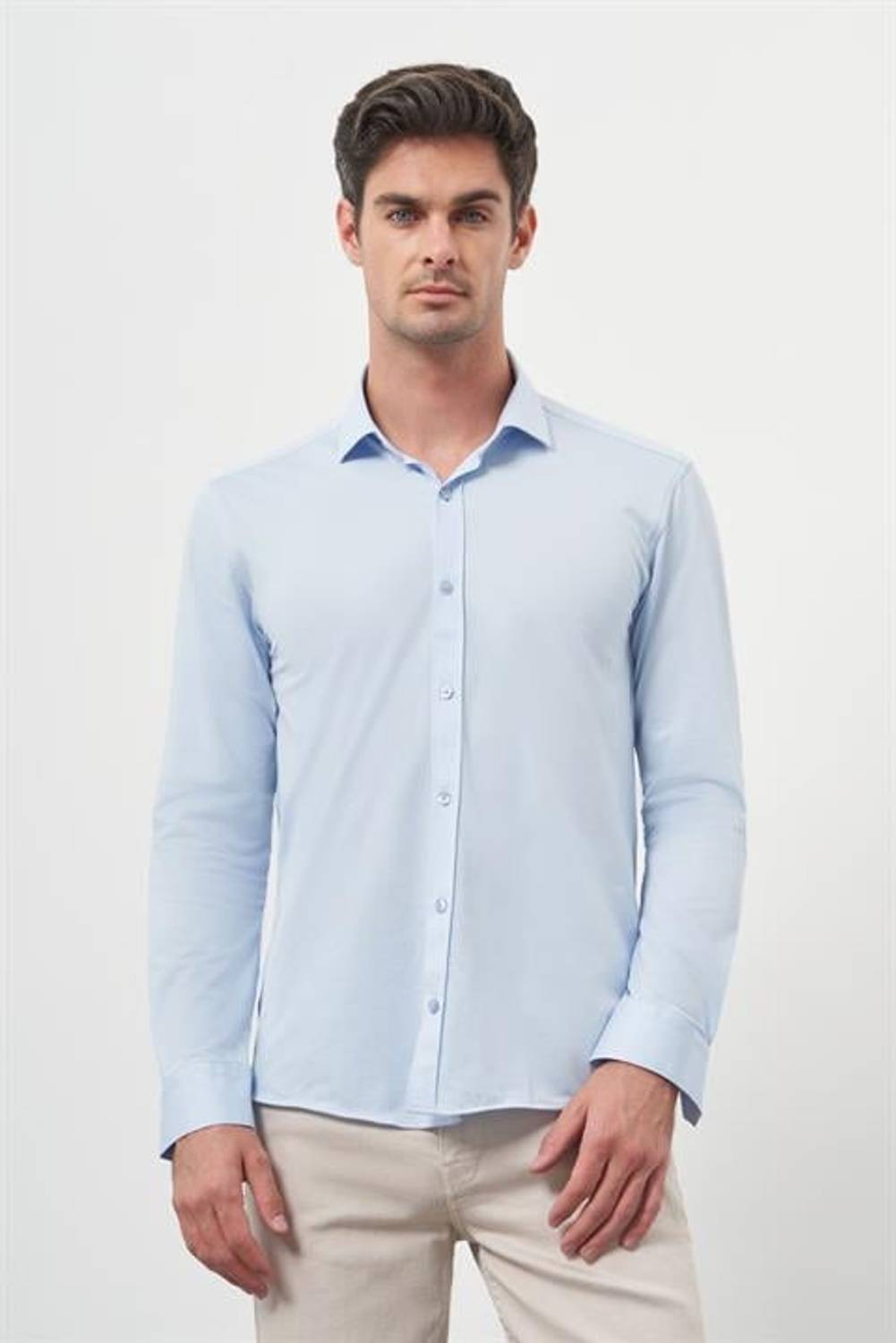 Morven Erkek A. MAVİ Trend Slim Fit İtalyan Yaka Gömlek