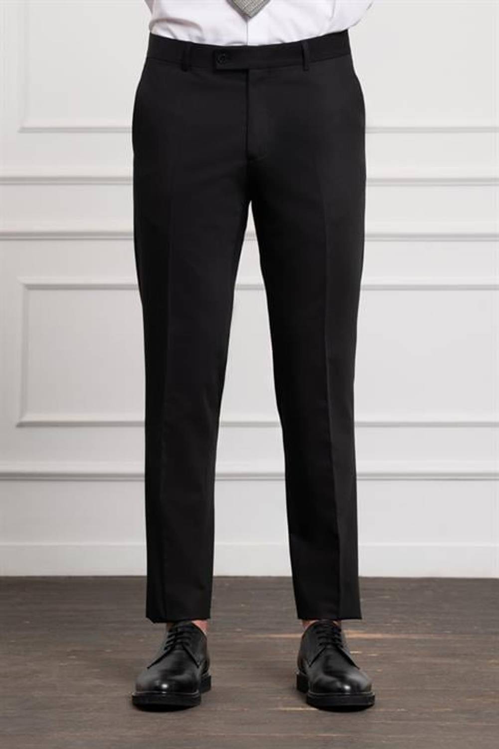 Morven Erkek Siyah Poliviskon Basic Slim Fit Dar Kesim Pantolon