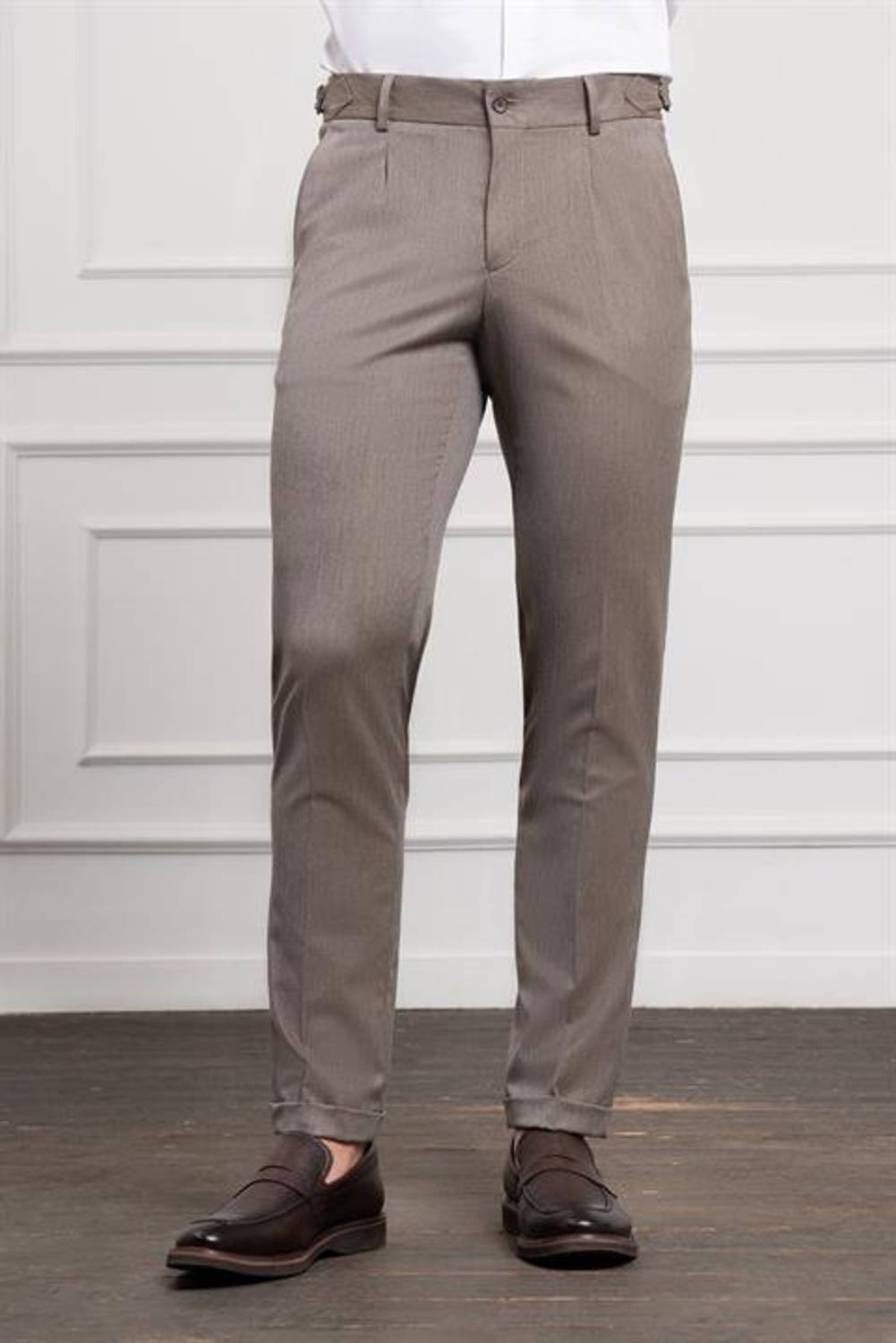 Morven Erkek KAHVE Trend Slim Fit Dar Kesim Pileli Pantolon