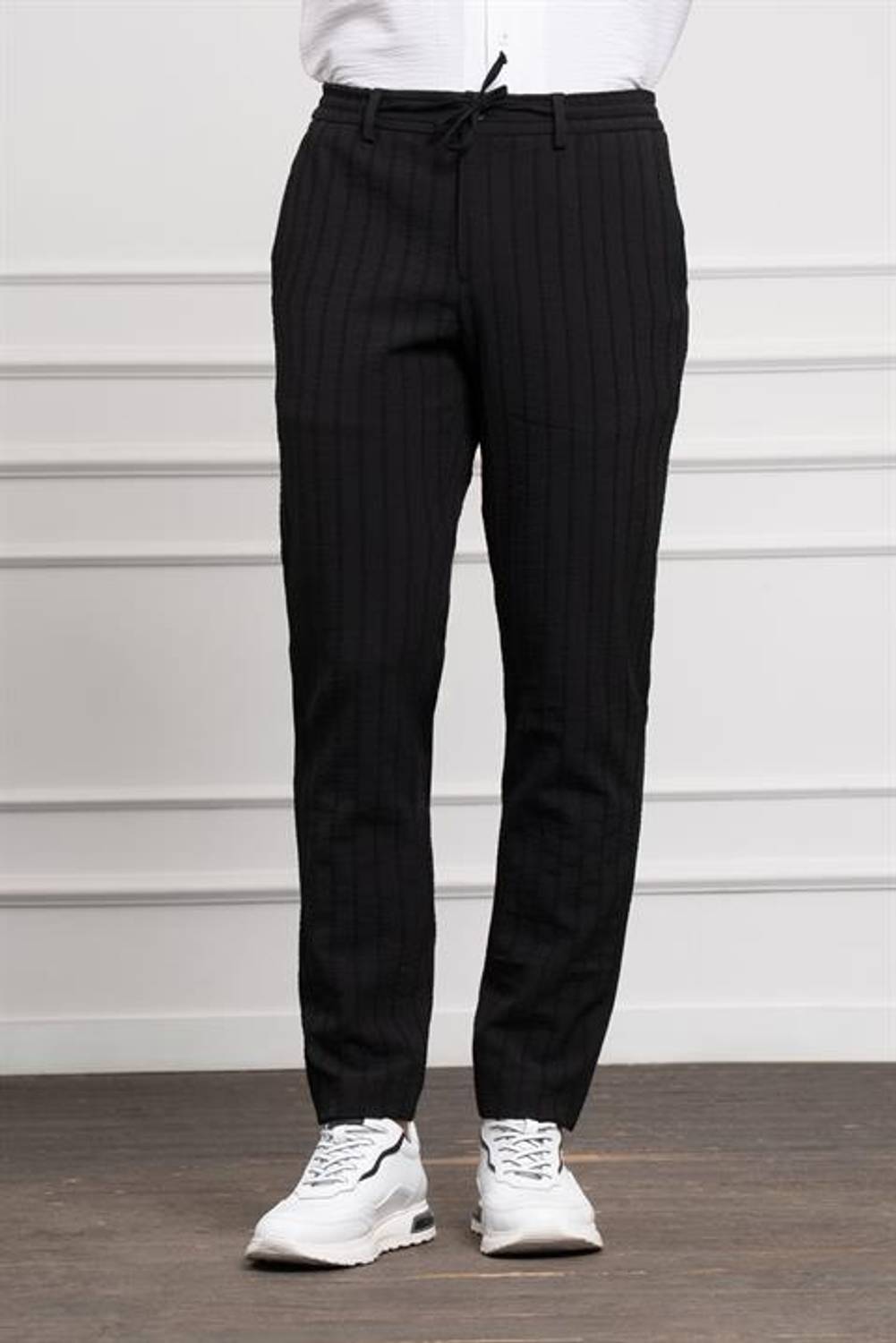 Morven Erkek Siyah Poliviskon Jogger Dynamic Fit Rahat Kesim Pantolon