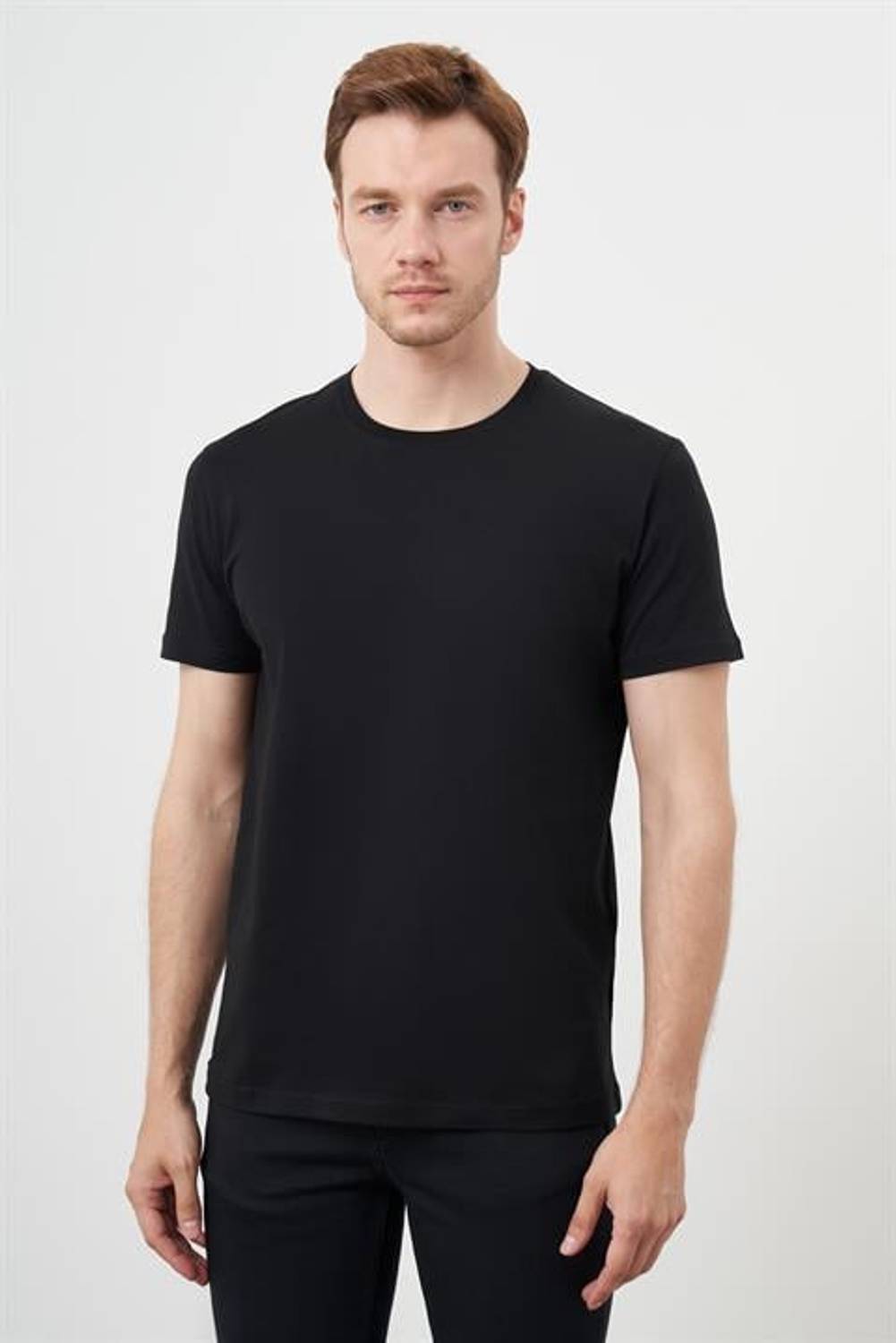 Morven Erkek Siyah Basic Bisiklet Yaka Dynamic Fit Rahat Kesim T-Shirt