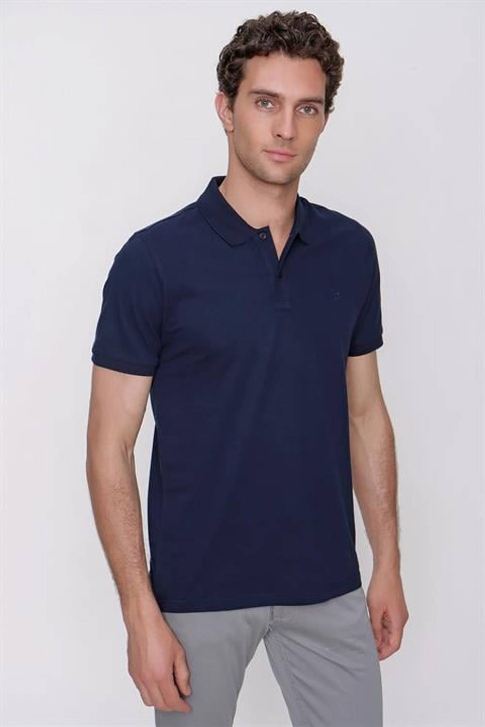 Morven Erkek Lacivert Basic Polo Yaka Dynamic Fit T-Shirt