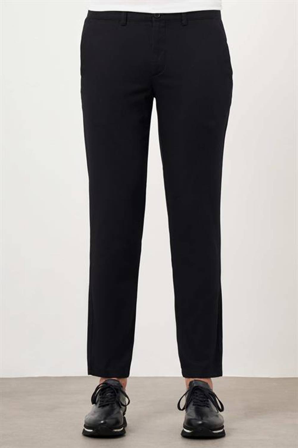 Morven Erkek Siyah Yazlık Pamuk Yan Cep Slim Fit Chino Pantolon