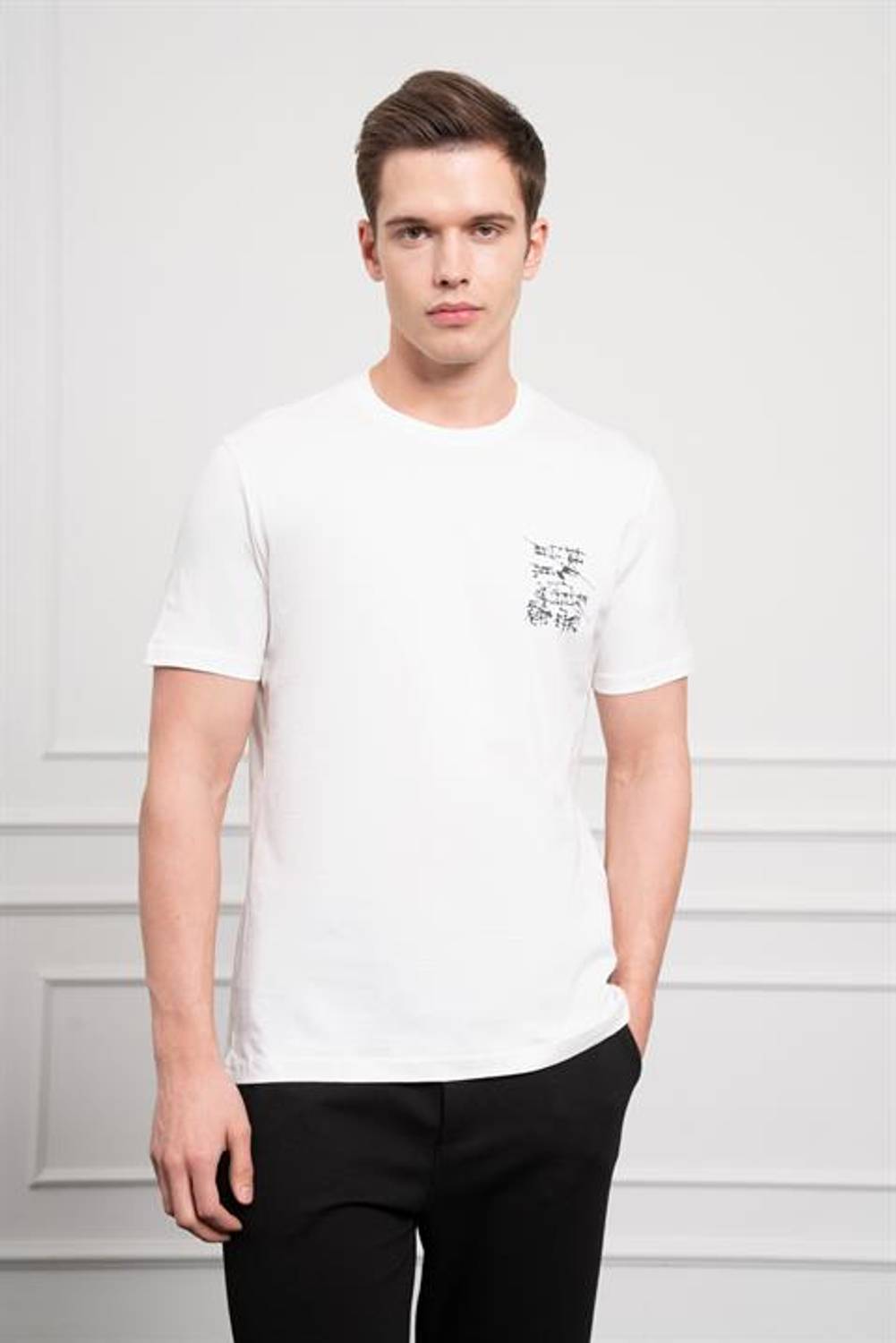 Morven Erkek Ekru Trend Bisiklet Yaka Dinamik Fit Pamuk T-Shirt