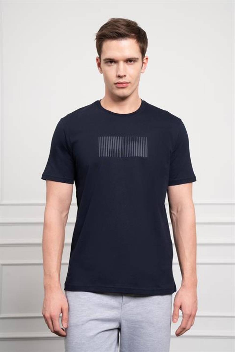 Morven Erkek Lacivert Trend Bisiklet Yaka Pamuk Dinamik Fit T-Shirt