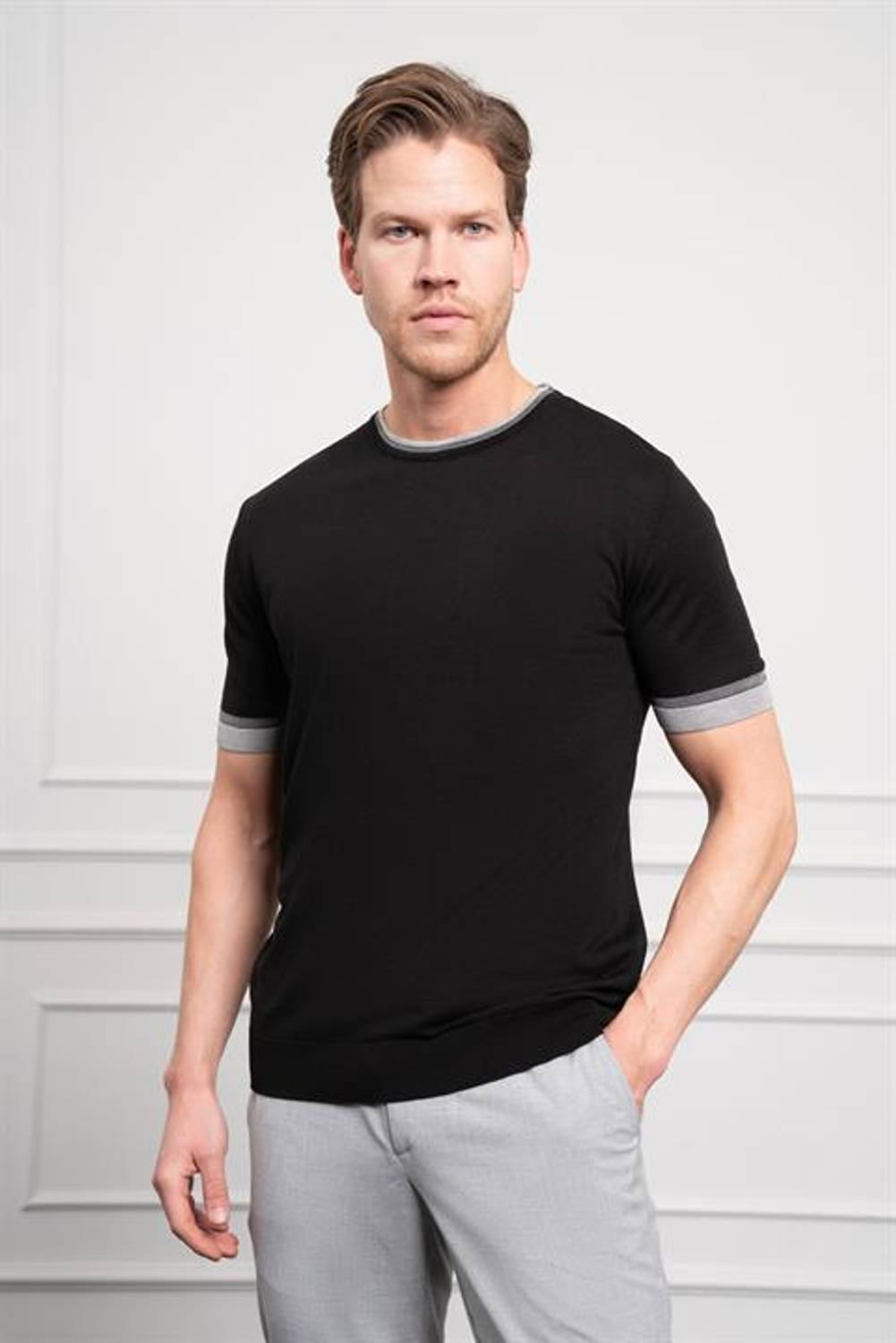 Morven Erkek Siyah Trend  Polo Yaka Dinamik Fit Rahat Kesim T-Shirt