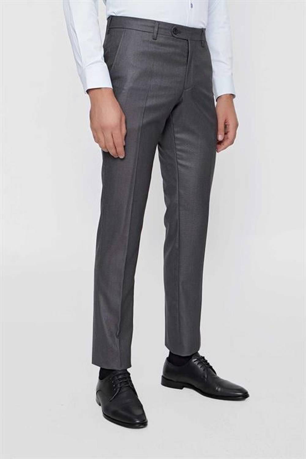 Morven Men's Anthracite Slim Fit Patterned Slim Fit Trousers