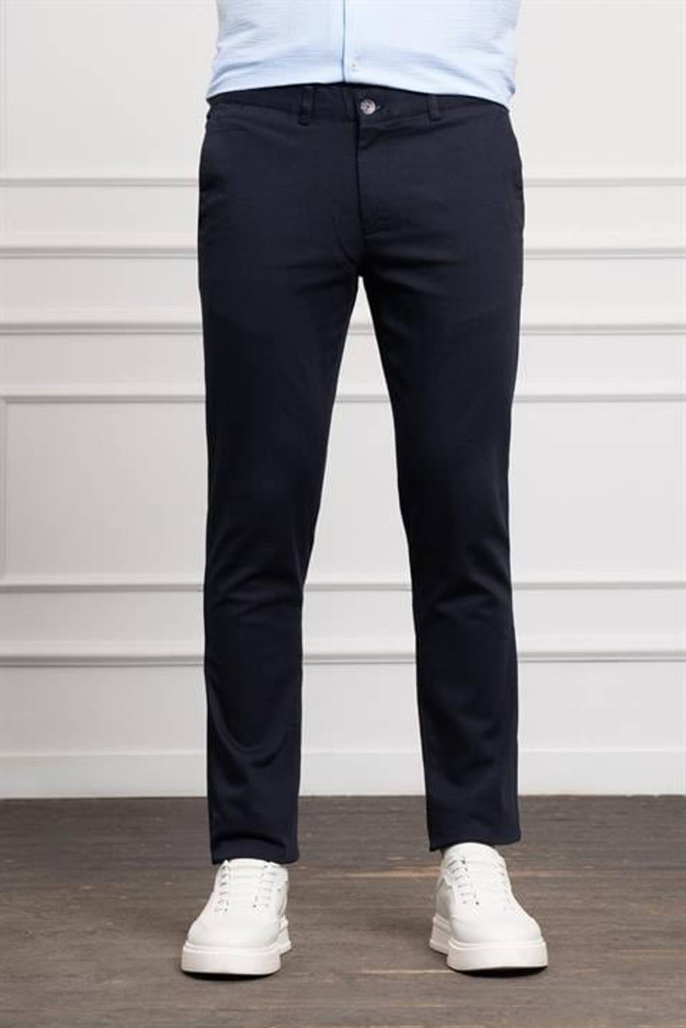 Morven Erkek Lacivert Slim Fit Dar Kesim Chino Pantolon