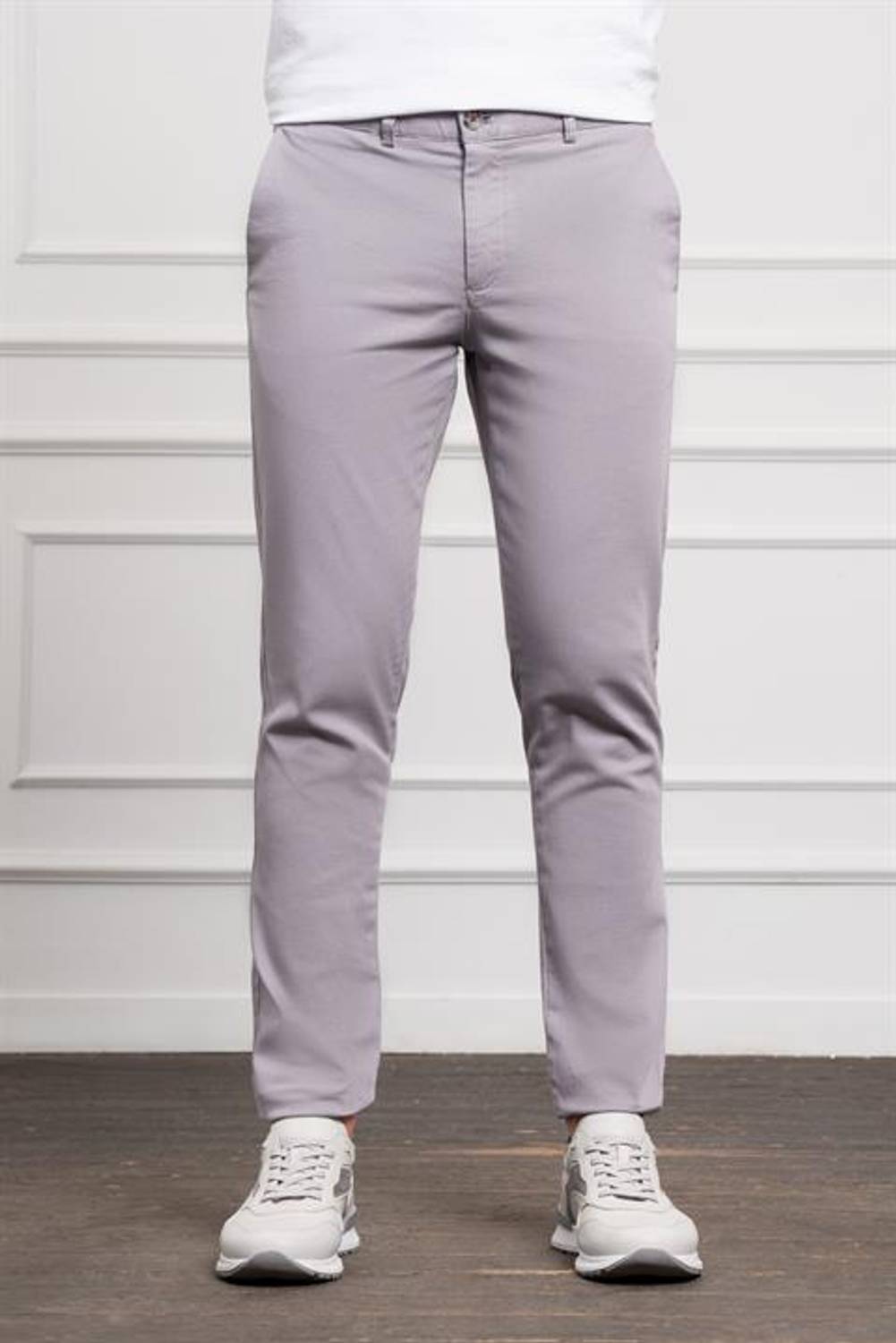 Morven Erkek Gri Slim Fit Dar Kesim Chino Pantolon