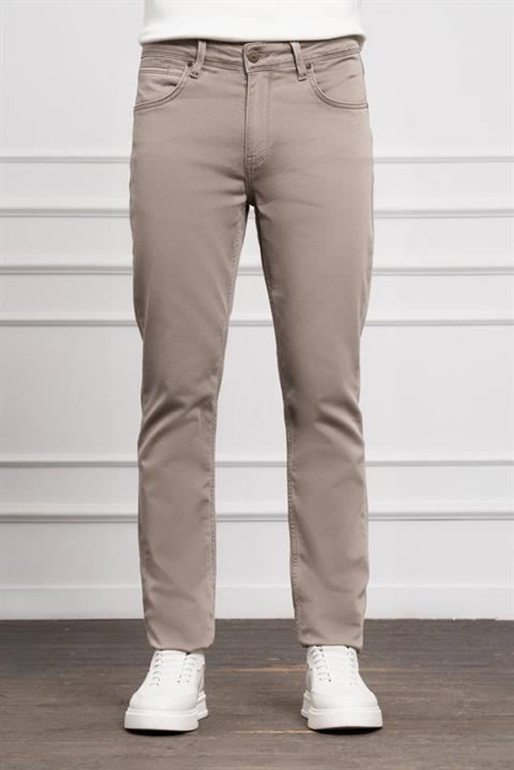 Morven Erkek Bej Mevsimlik Pamuk 5 Cep Dynamic Fit Jean Pantolon