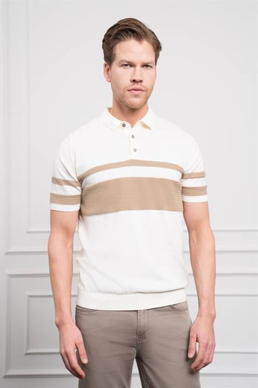 Morven Erkek Ekru Trend Dynamic Fit Rahat Kesim Polo Yaka T-Shirt