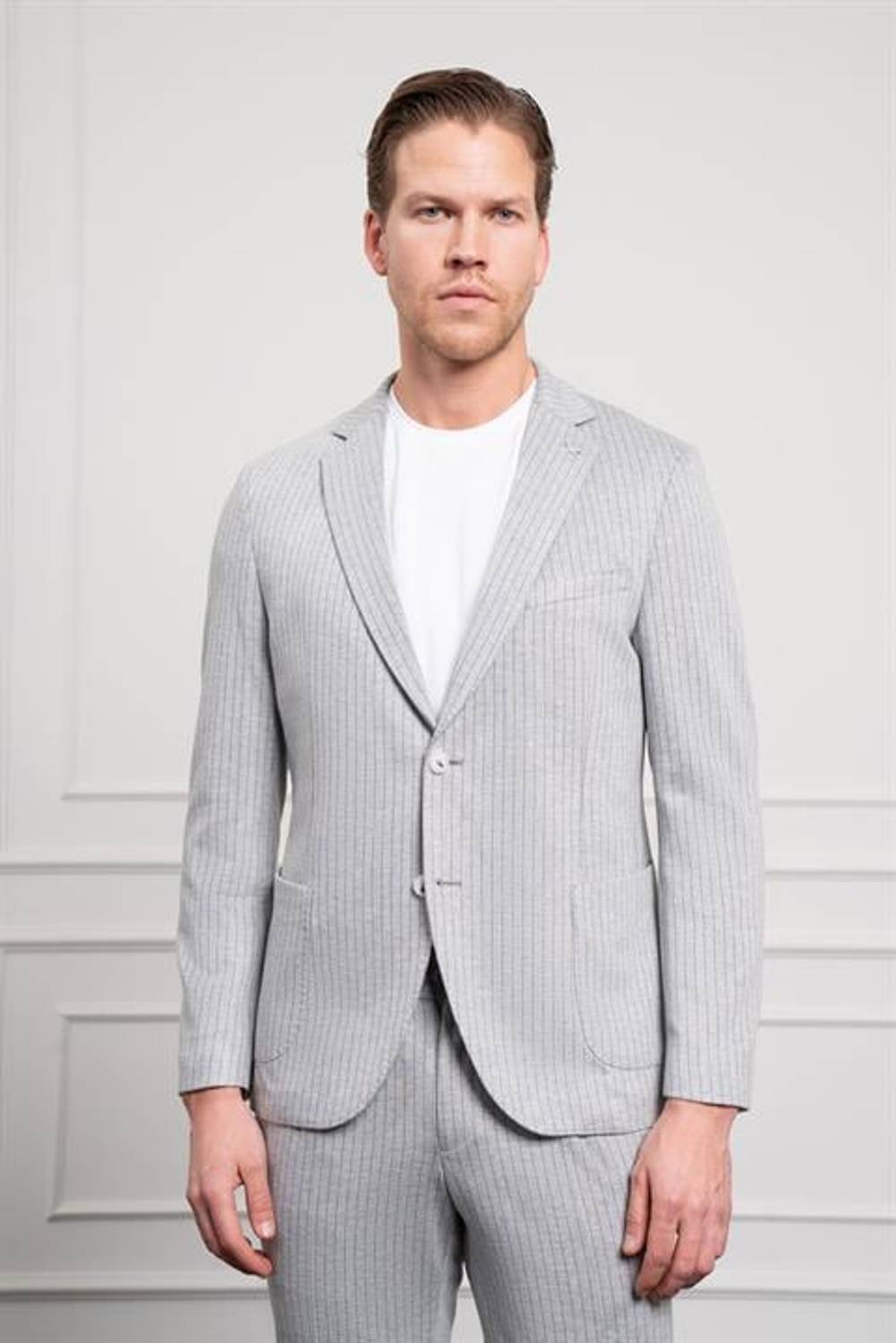 Morven Erkek Gri Trend Slim Fit Mono Yaka Takım Elbise