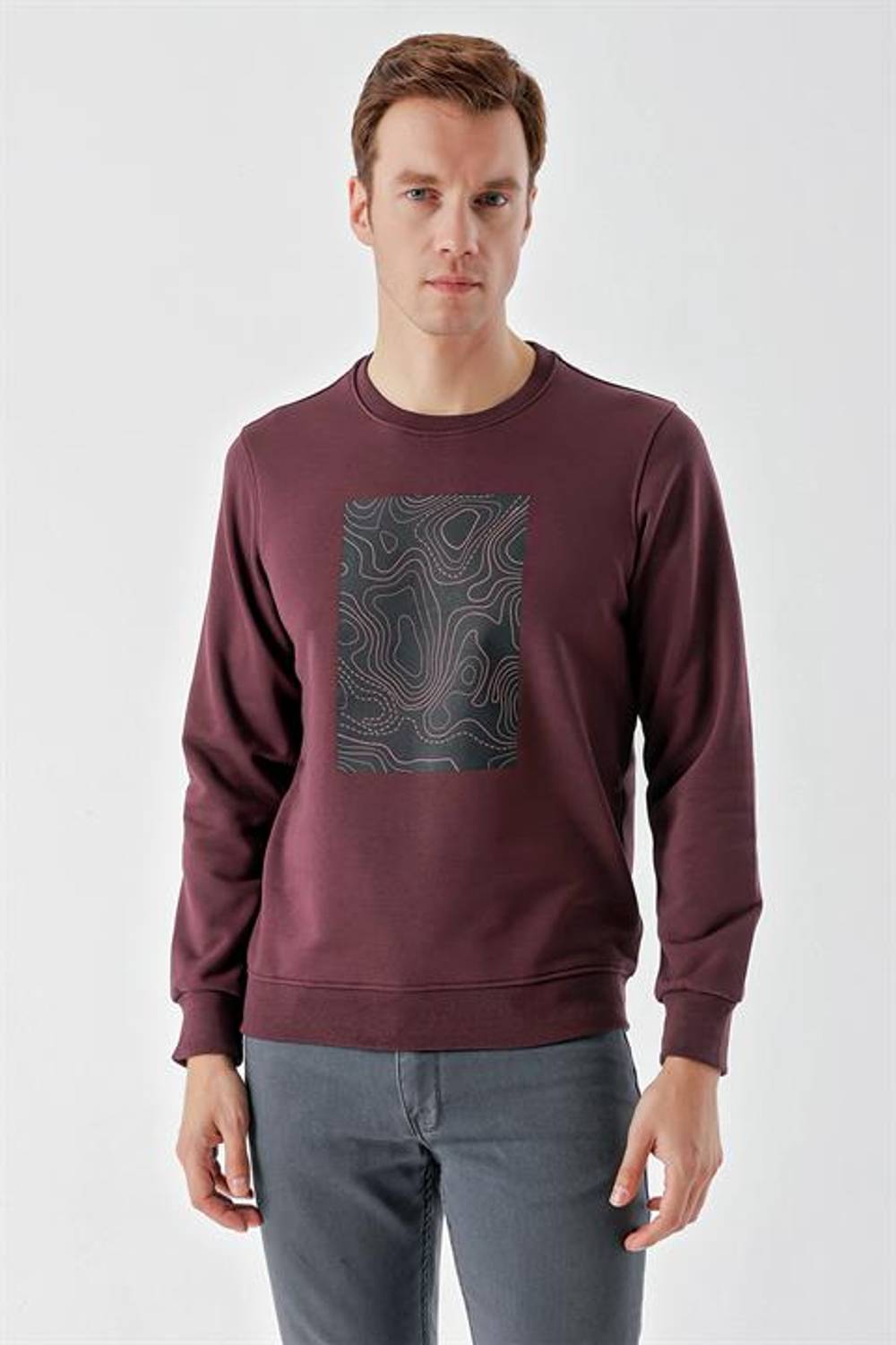 Morven Men's Plum Trend Crew Neck Sweat-Shirt
