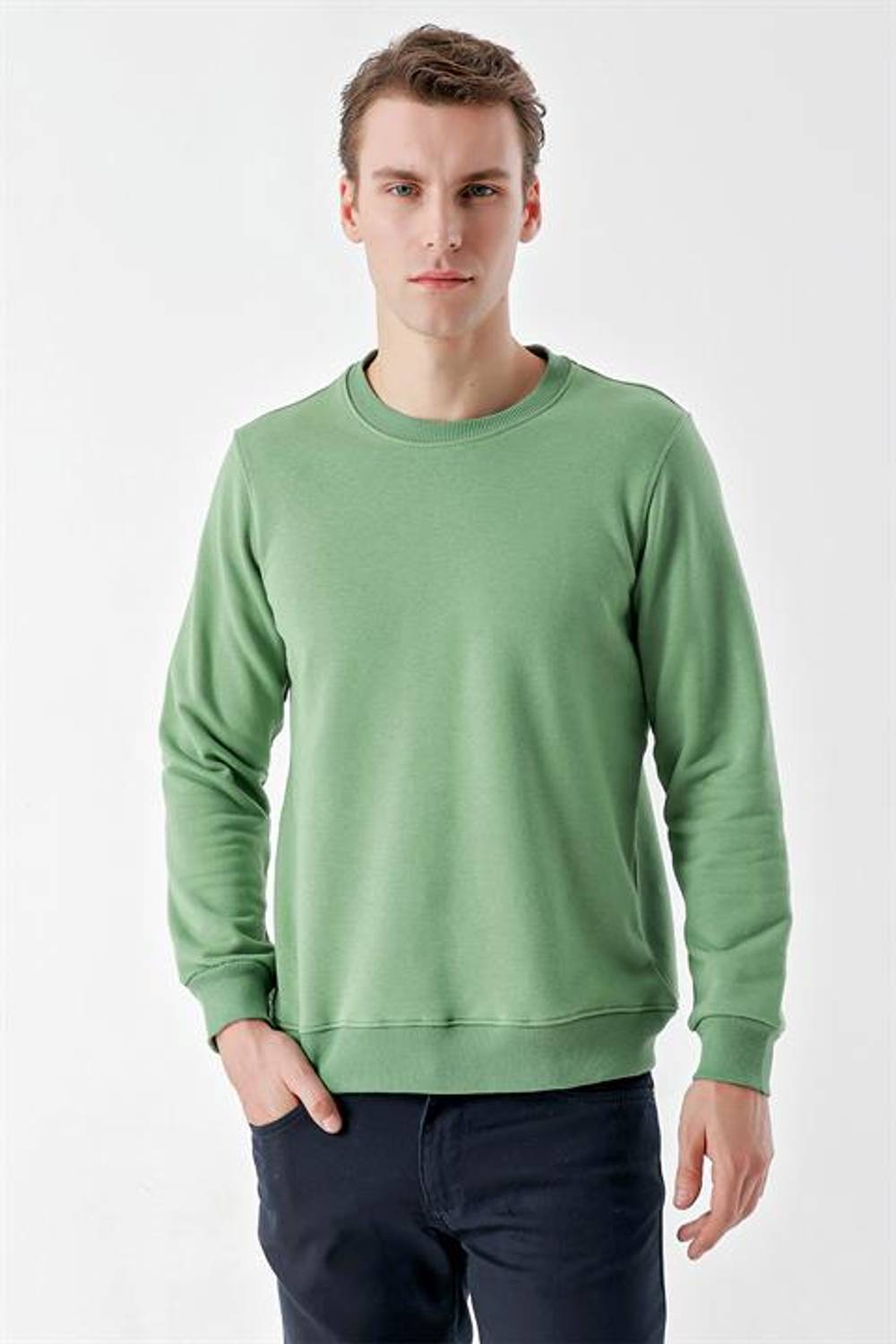 Morven Men's Khaki Basic Crew Neck Sweat-Shirt